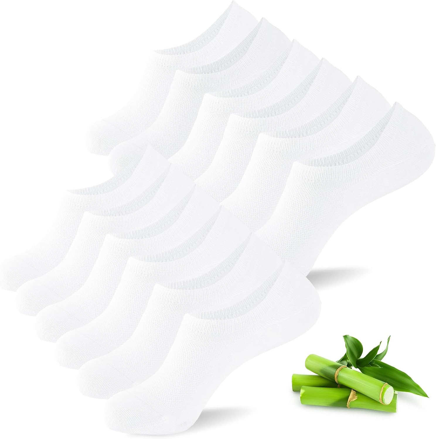 Detalle de inaWarm Bambus 6/10 Paar Damen Füsslinge – atmungsaktiv, rutschfeste No-Show Sneaker-Socken