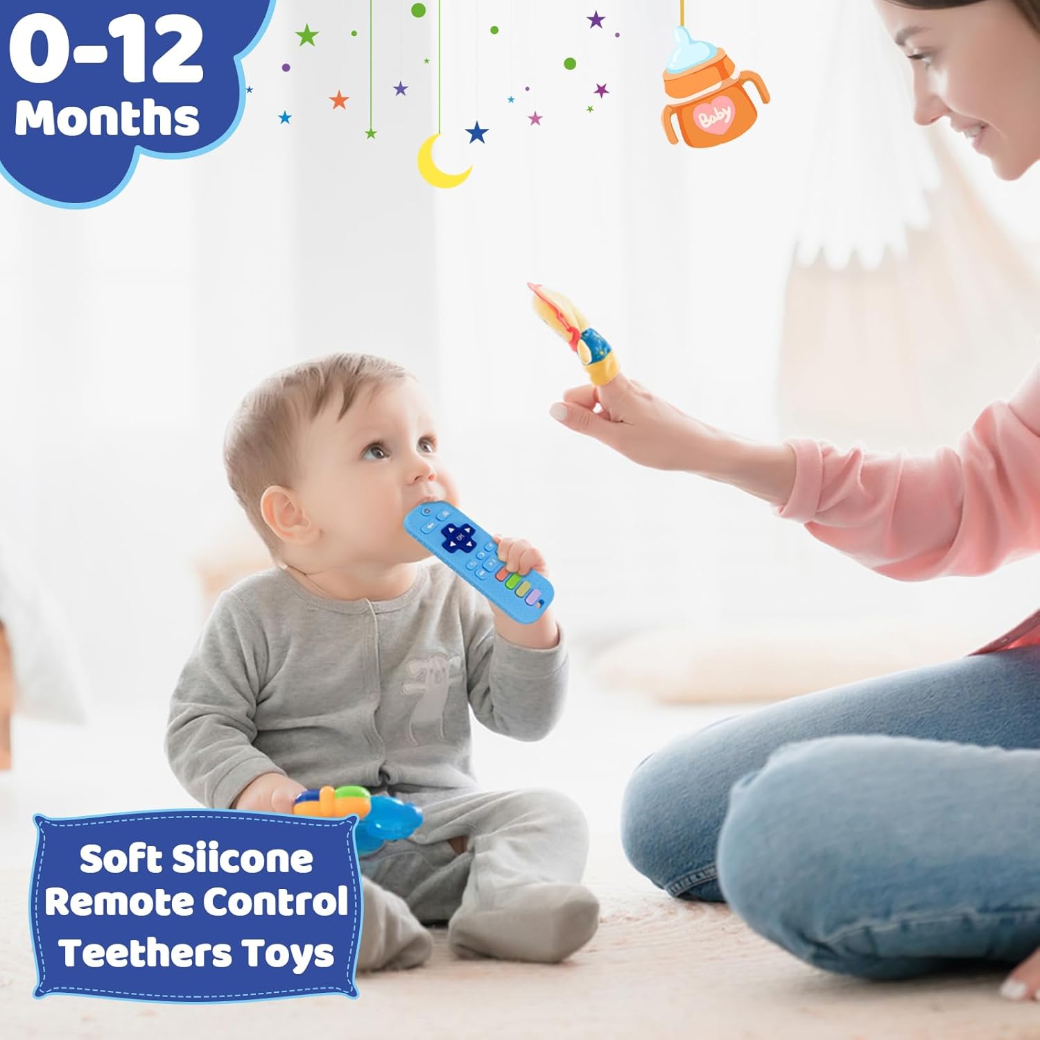 Thumbnail 5 de Zikenis Massaggia-gengive per neonati 2 pezzi, giocattolo telecomando per dentizione 0–12+ mesi (senza BPA)