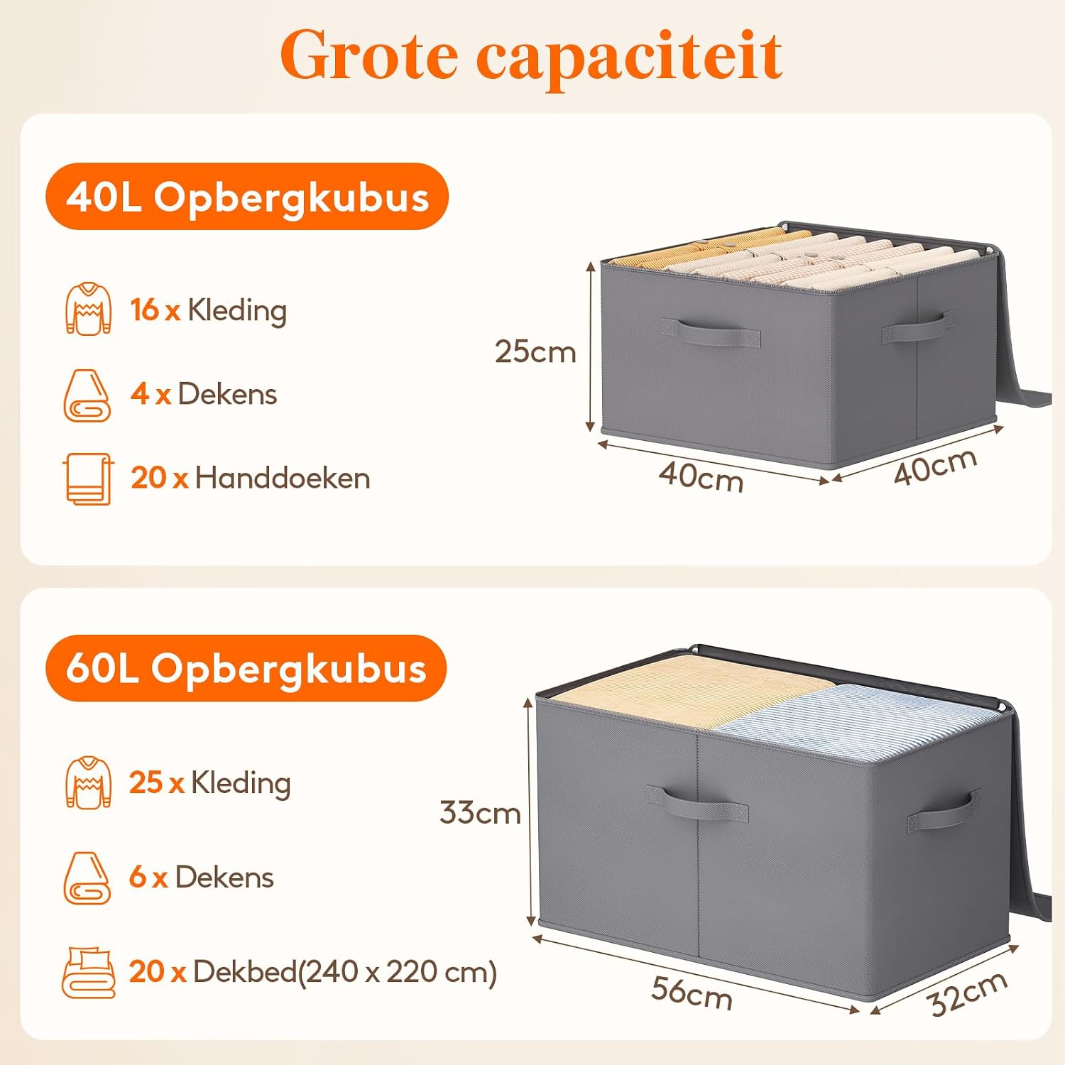 Thumbnail 1 de Lifewit 24300 stoffen opbergdozen, set van 6, 56 × 33 × 32 cm met rits