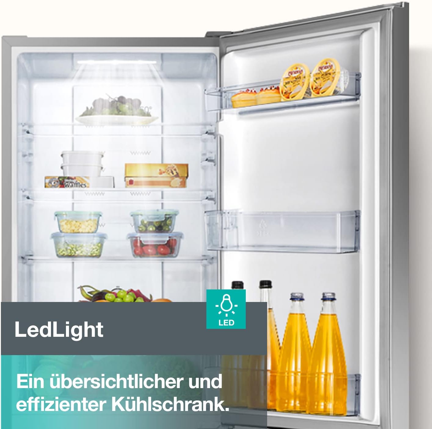 Detalle de Gorenje NRK418ECS4 Kühl-Gefrierkombination Grau – NoFrost Plus, EggTray & LED-Beleuchtung
