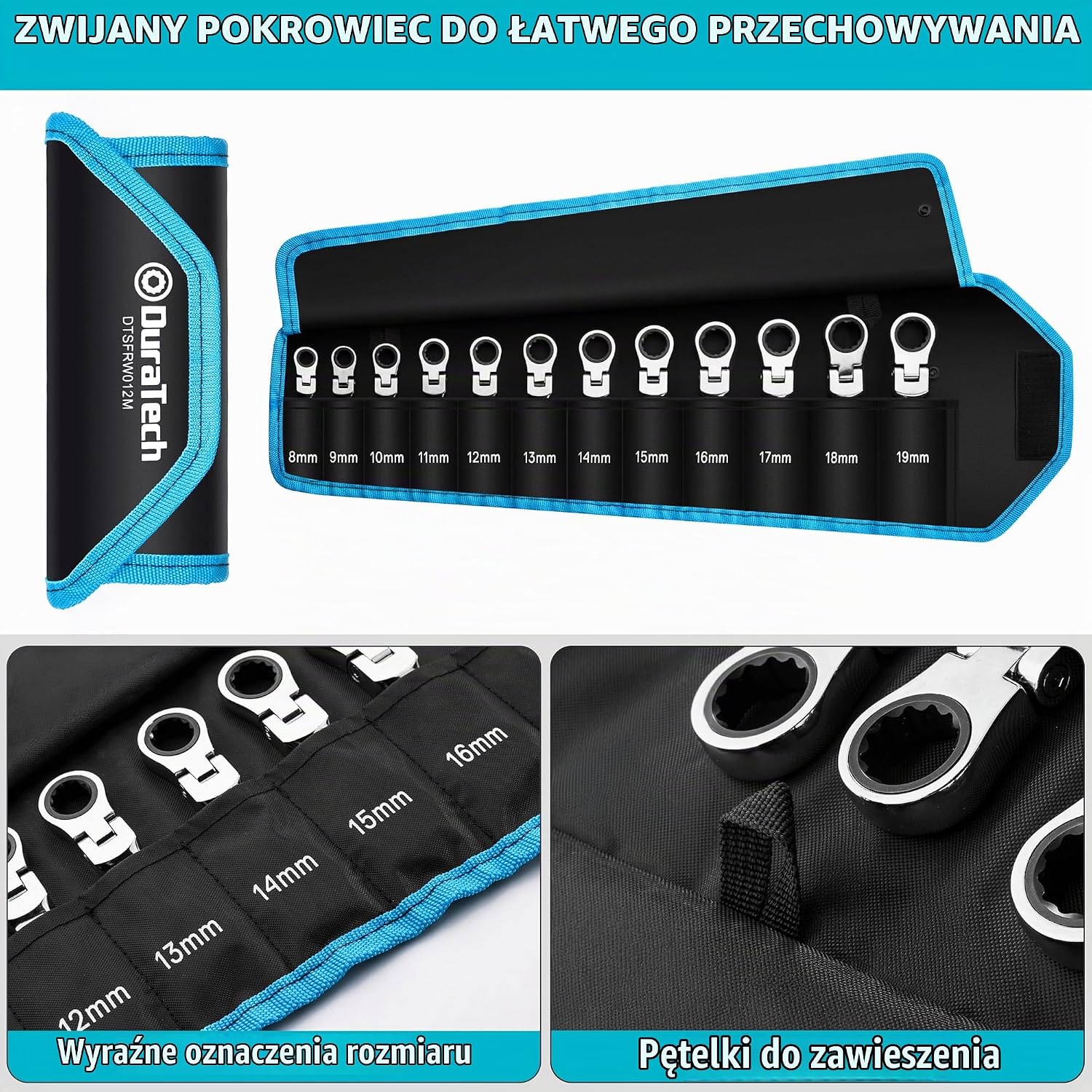 Thumbnail 6 de DURATECH DTSFRW012M – krótki zestaw kluczy płasko-oczkowych, 8–19 mm