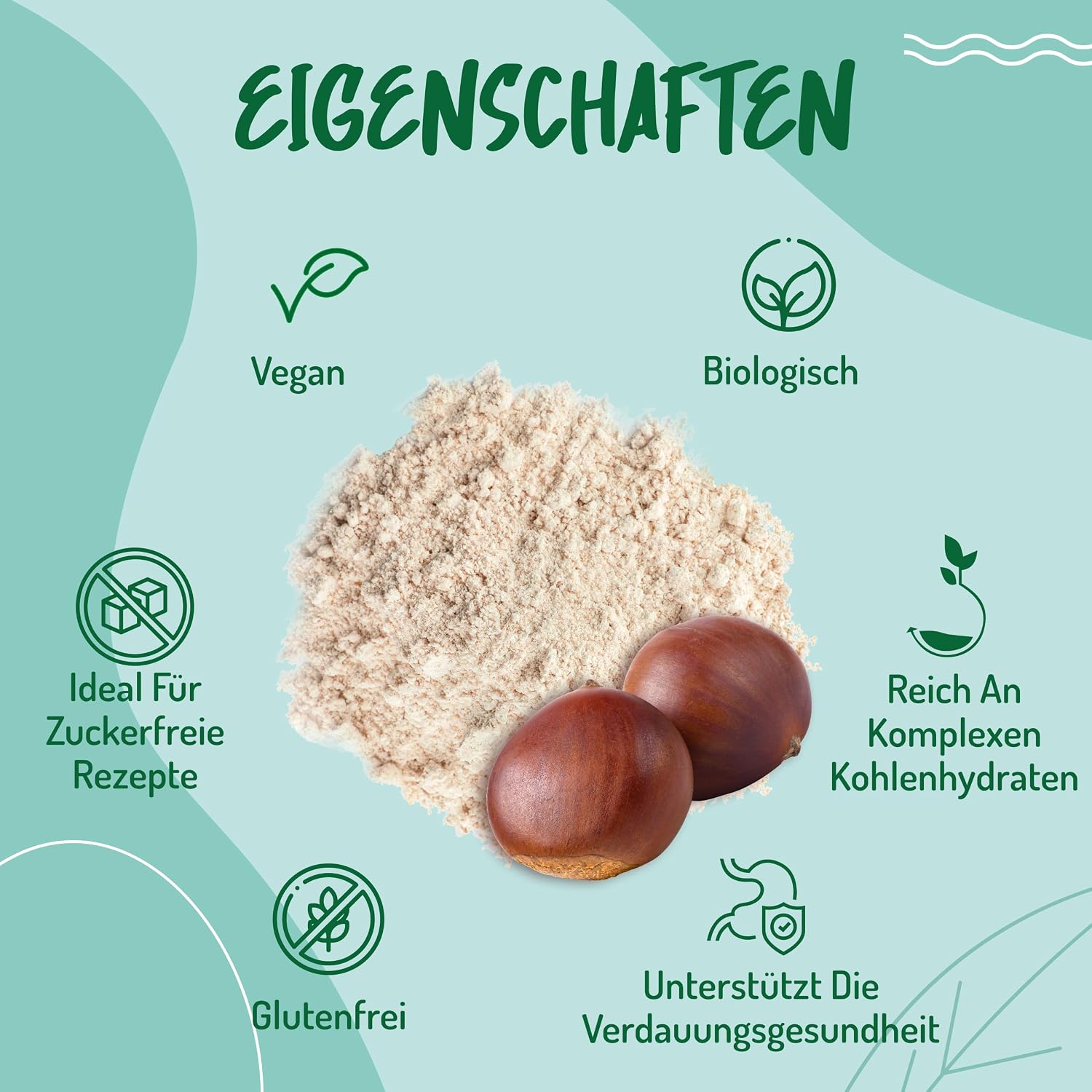 Detalle de Kastanienmehl Bio – 500 g (Roh, glutenfrei, vegan) von CiboCrudo