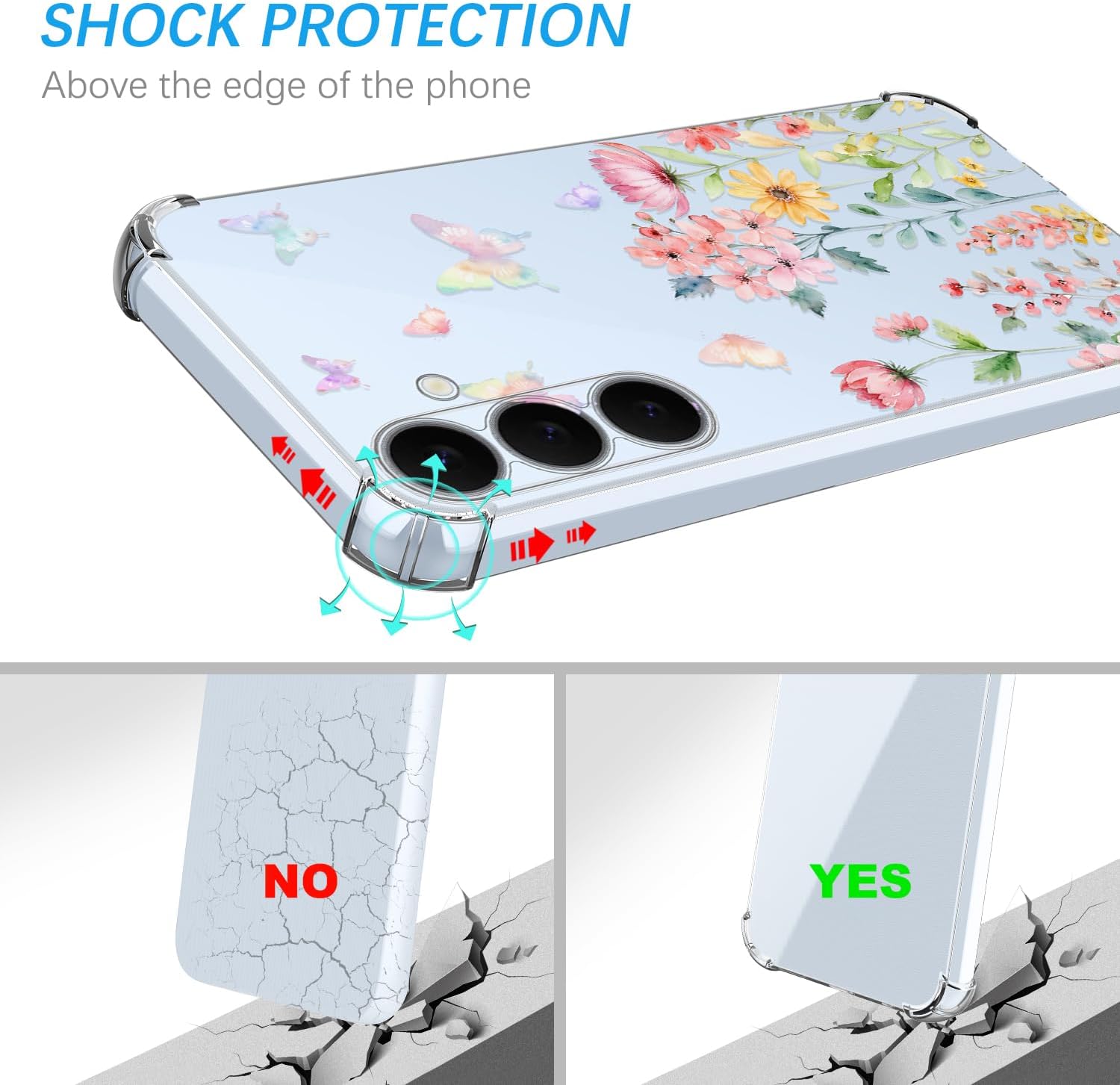 Detalle de Nuxiady Hülle für Samsung Galaxy S25 FE 5G – Transparente Silikonhülle mit Blumen-Design