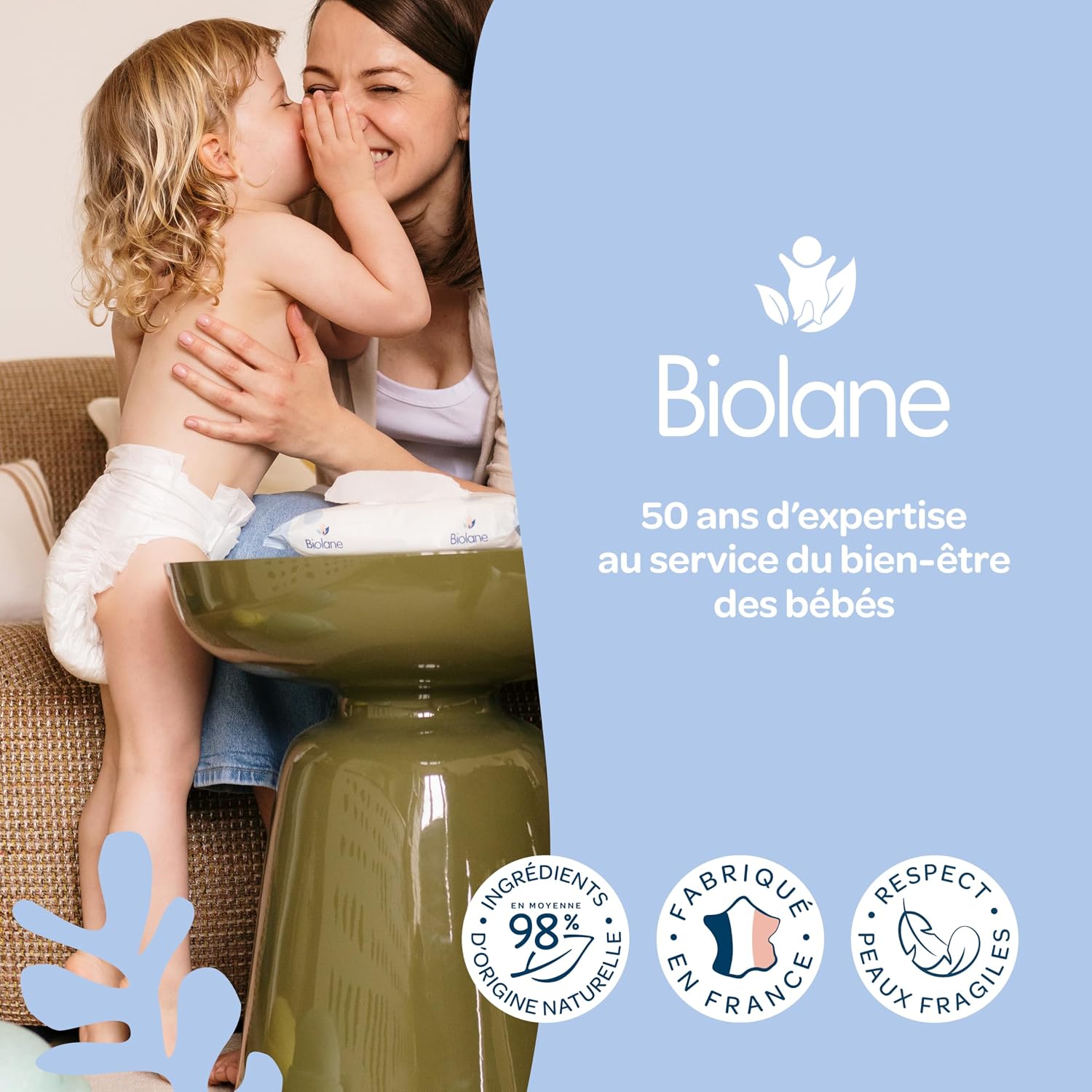 Thumbnail 6 de Biolane Lingettes bébé à l’eau – 900 lingettes (lot de 12 x 75), sans rinçage, dès la naissance