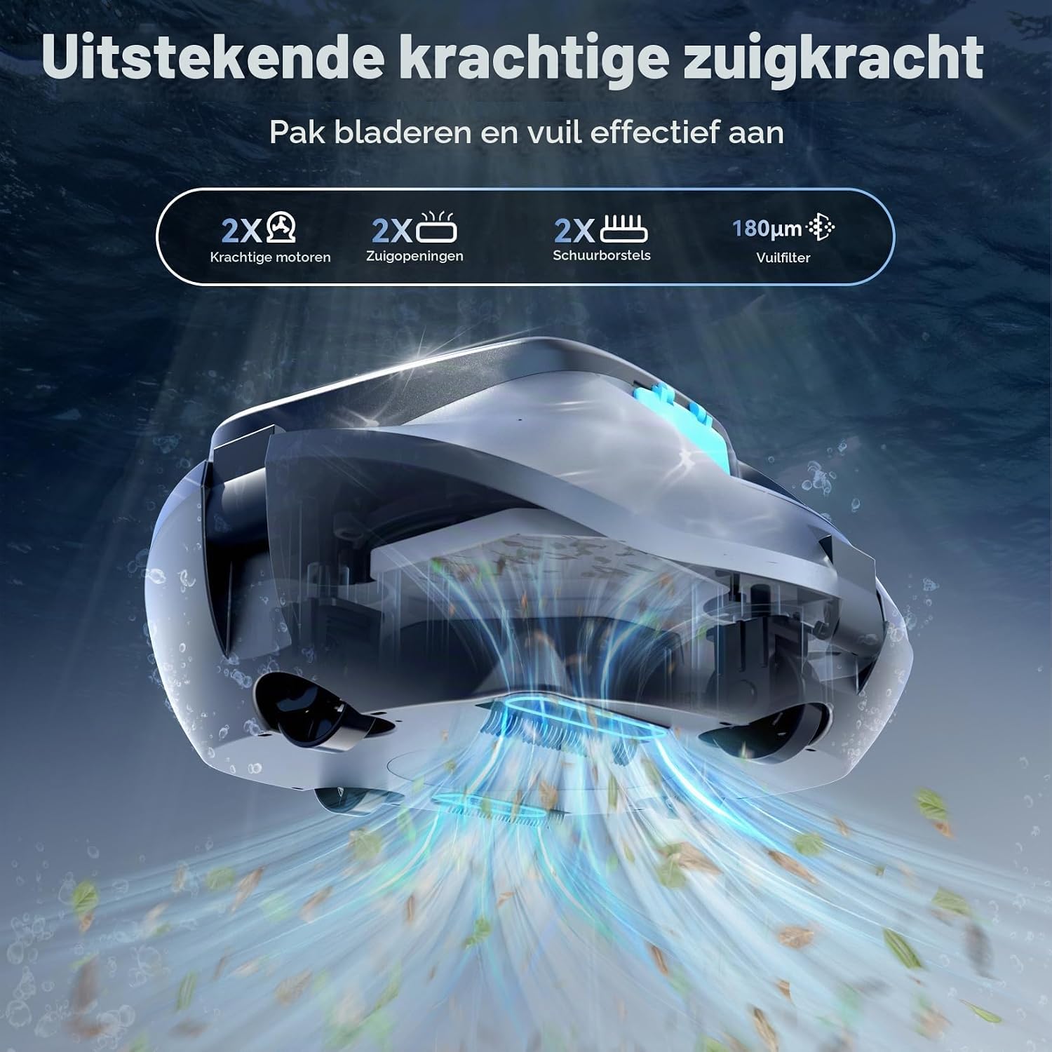 Thumbnail 1 de Pondee X1 zwembadrobot voor vlakke bodems, 120 min en automatisch parkeren