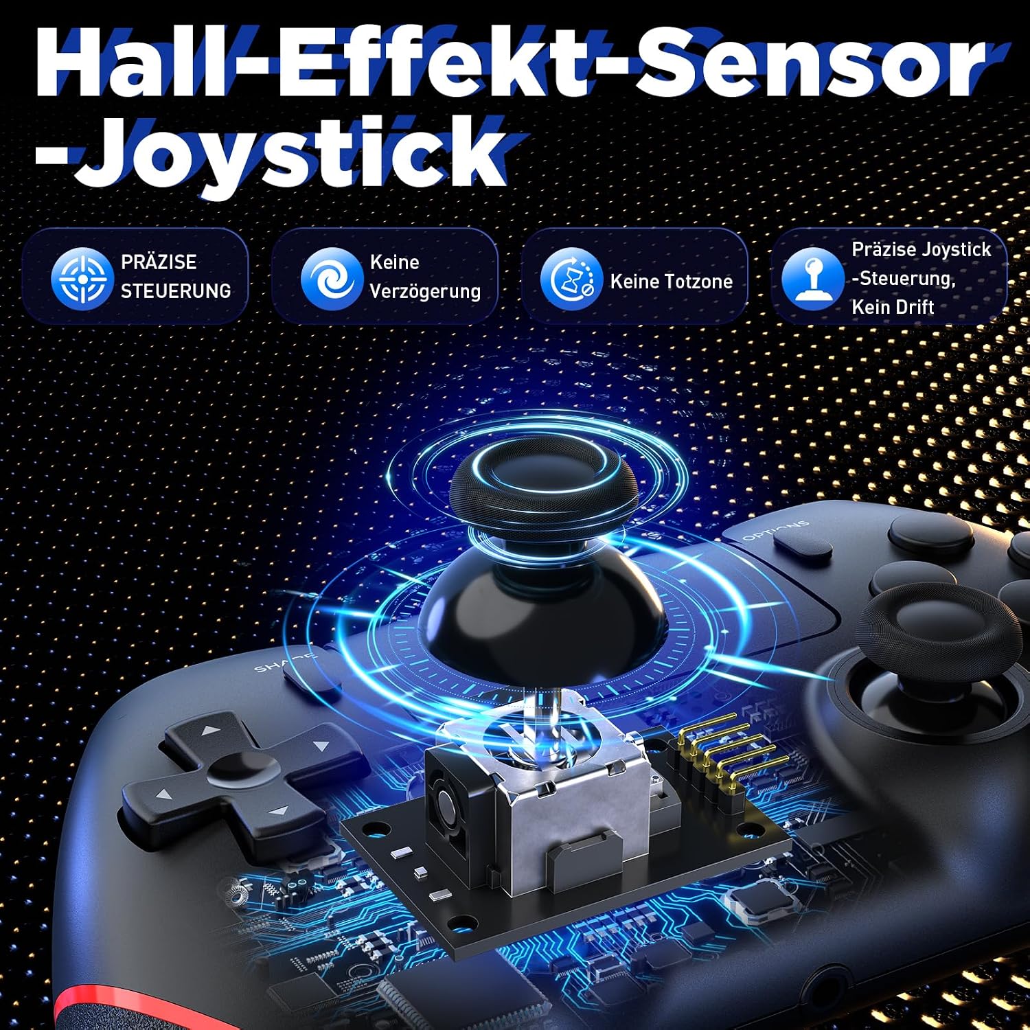 Detalle de Sefitopher Wireless Controller für PS4 – Hall-Effekt-Joystick, 1000 mAh, Turbo, programmierbare Tasten