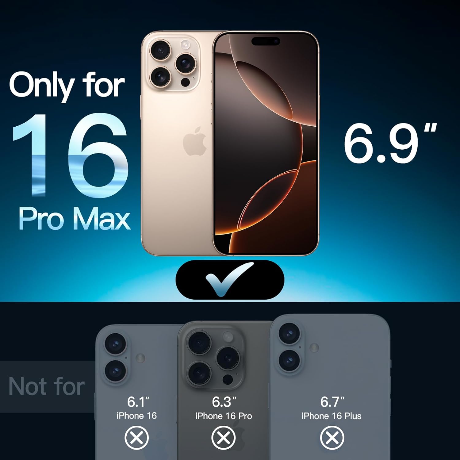 Detalle de JETech Screen Protector for iPhone 16 Pro Max 6.9-Inch — 3-Pack Tempered Glass with Easy Installation Tool