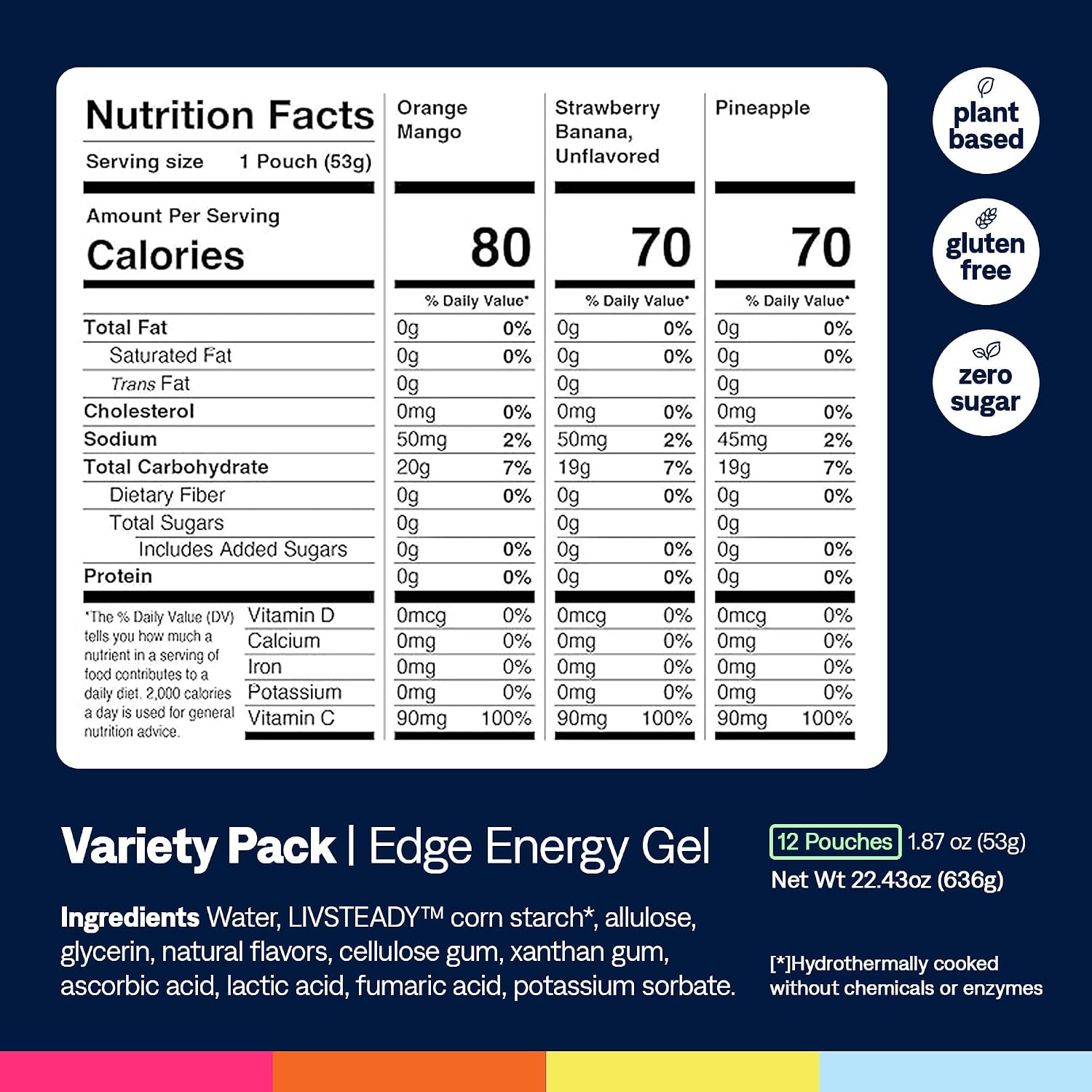 Detalle de UCAN Edge Energy Gel Shots – Variety Pack (12, 2 Ounce Packets)