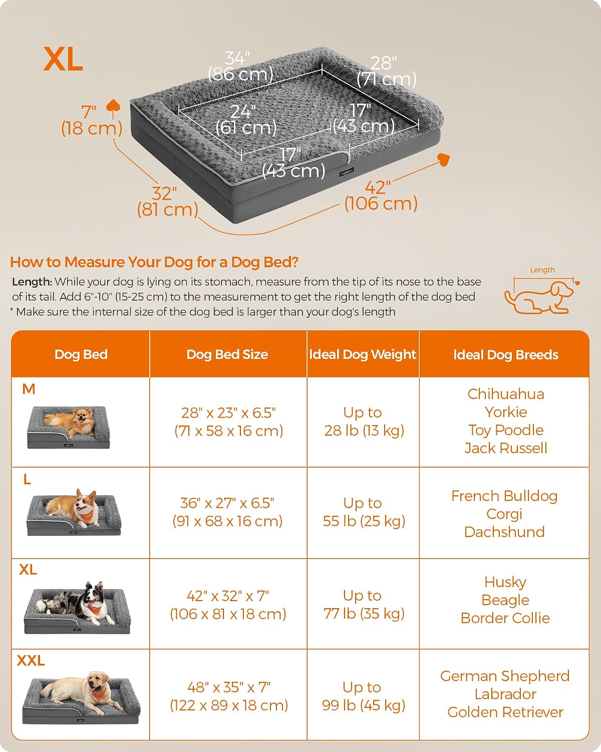Detalle de Feandrea Orthopedic Dog Bed Memory Foam