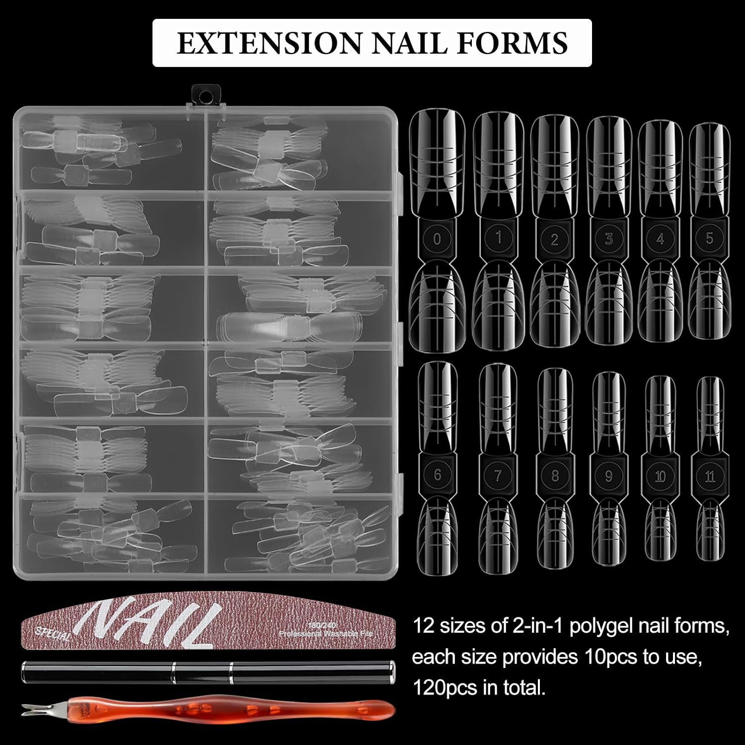 Detalle de SUTOKAKA Polygel Nail Forms 120-Piece Kit