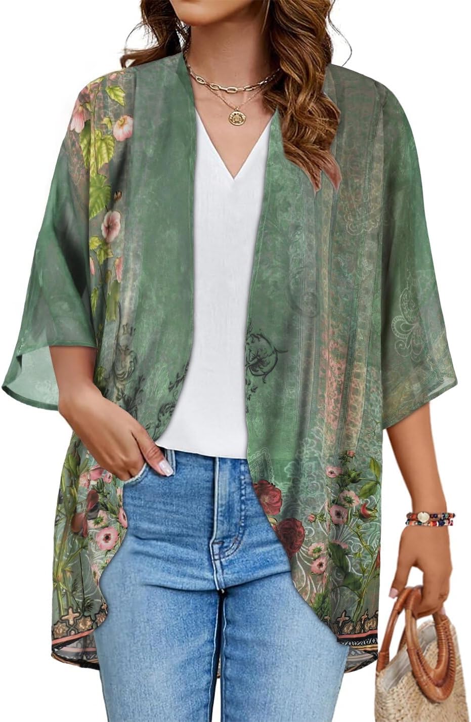 Thumbnail 6 de CHICGAL Floral Kimono Cardigan for Women