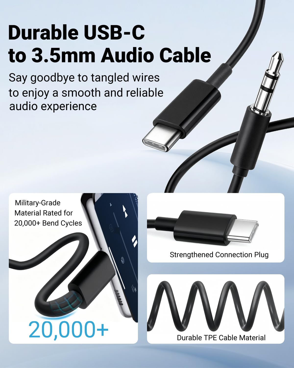Detalle 2 de Seulliya USB Type-C to 3.5mm Aux Cable: Easy Plug-and-Play Audio for iPhone 17 and More