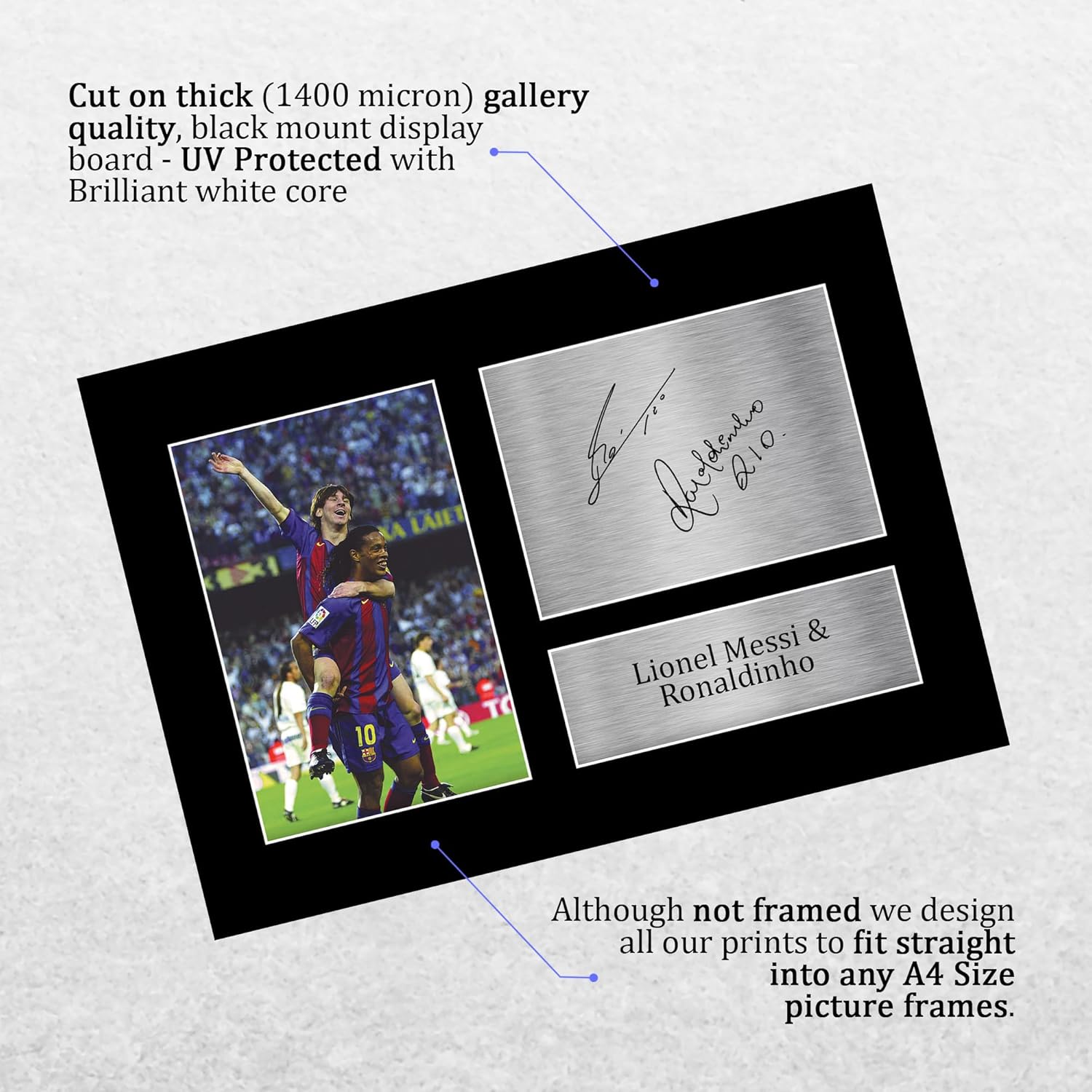 Thumbnail 2 de HWC Trading A4 Lionel Messi & Ronaldinho Barcelona printed signed autograph picture (A4)