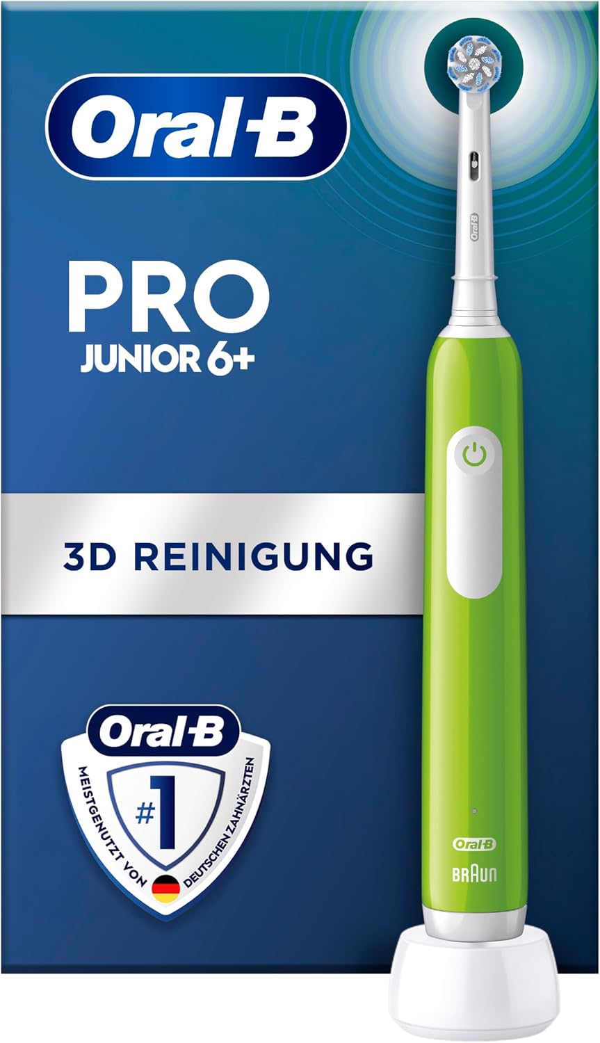 Detalle de Oral-B Pro Junior Elektrische Zahnbürste für Kinder (6+) – Designed by Braun, Grün