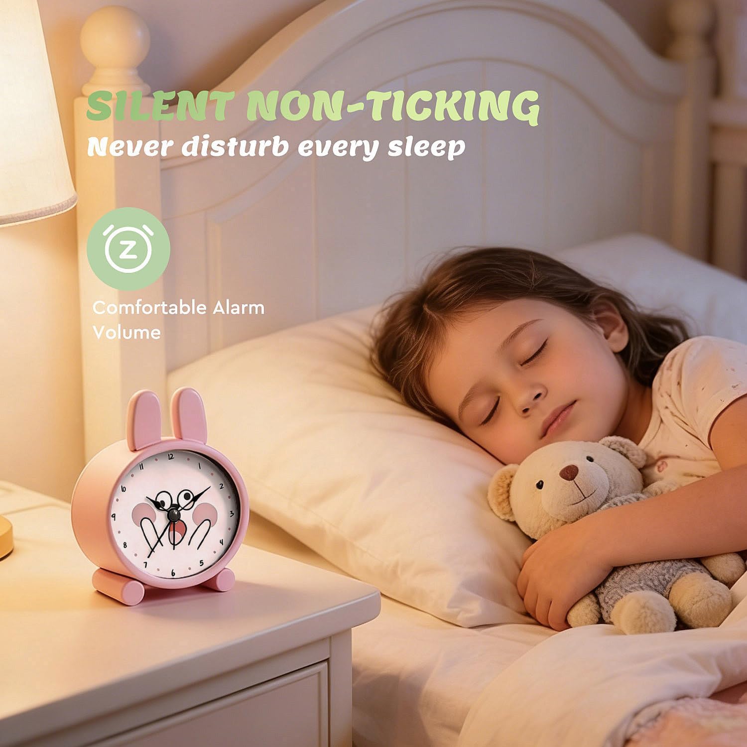 Thumbnail 1 de YsyYey Kids Alarm Clock: Silent, Rabbit-Shaped Analogue Clock for Beginners