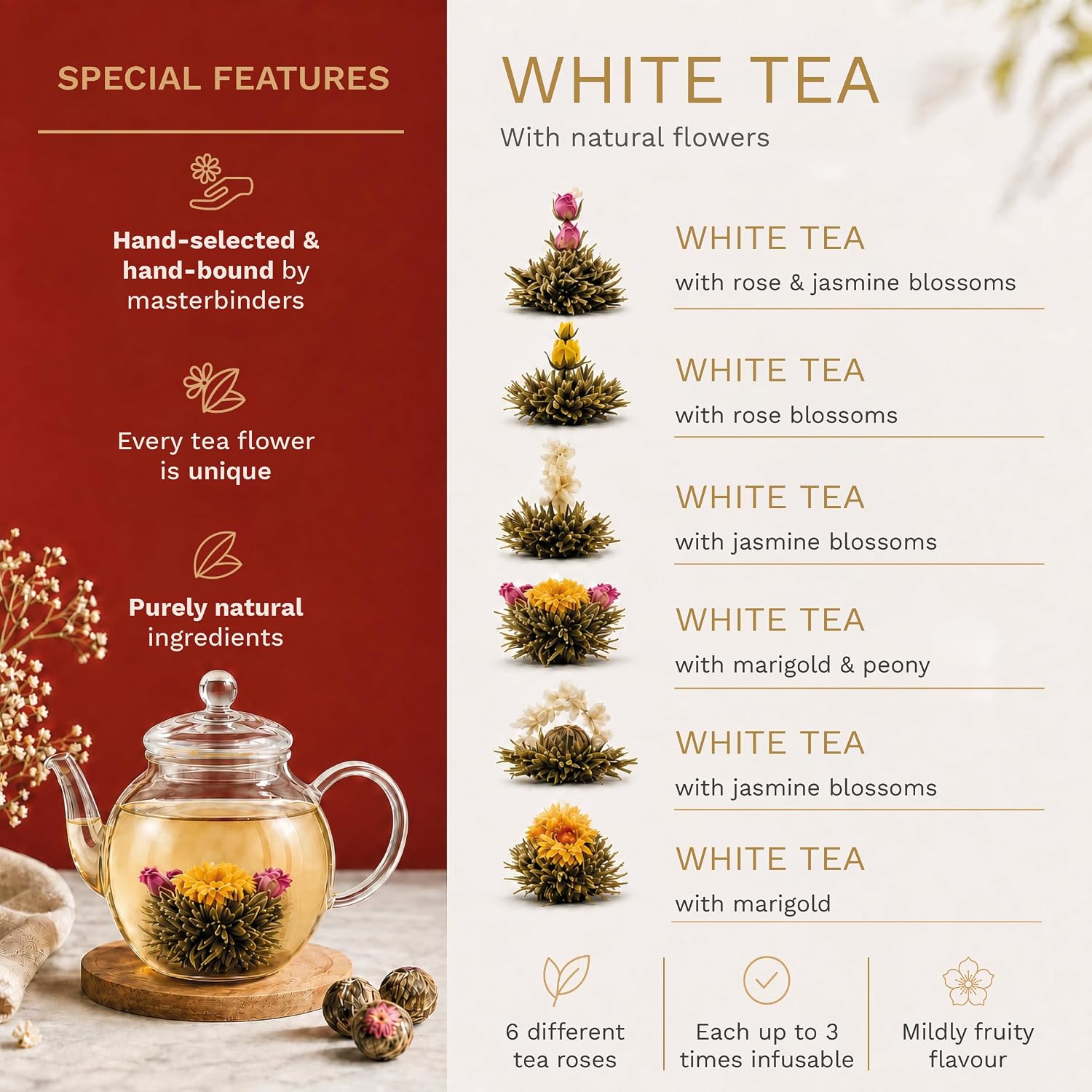 Detalle 1 de Creano Teeblumen Geschenkset 0,5 l 🍵