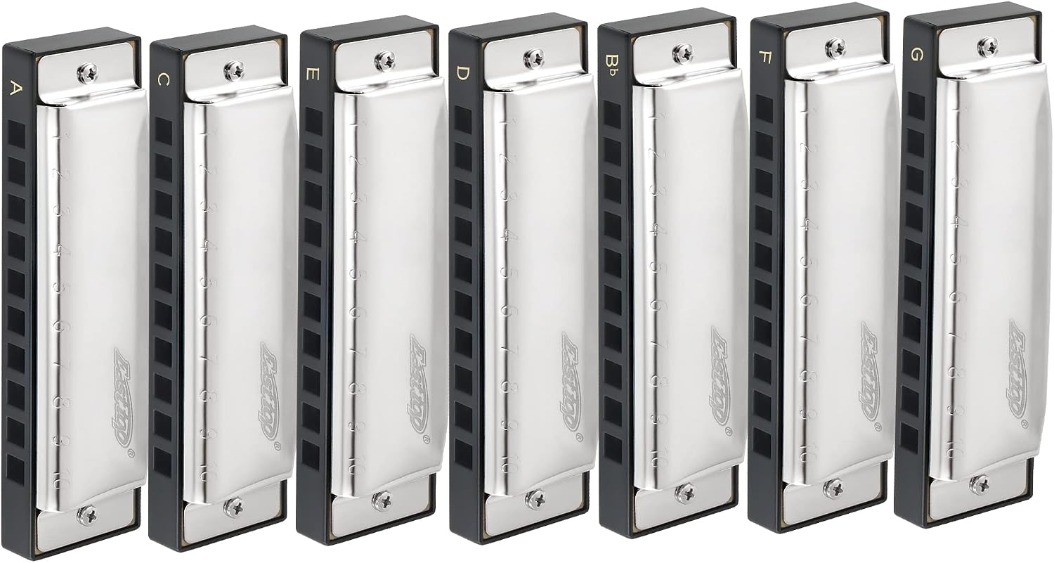 Thumbnail 2 de Easttop 7‑Harmonica Diatonic Set (A, Bb, C, D, E, F, G) – 10‑Hole Blues Harmonica Ensemble