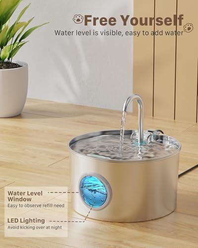 Detalle de Fontanella per Gatti GIOTOHUN in acciaio 2,2 L – Dispenser acqua automatico con filtro e spugna