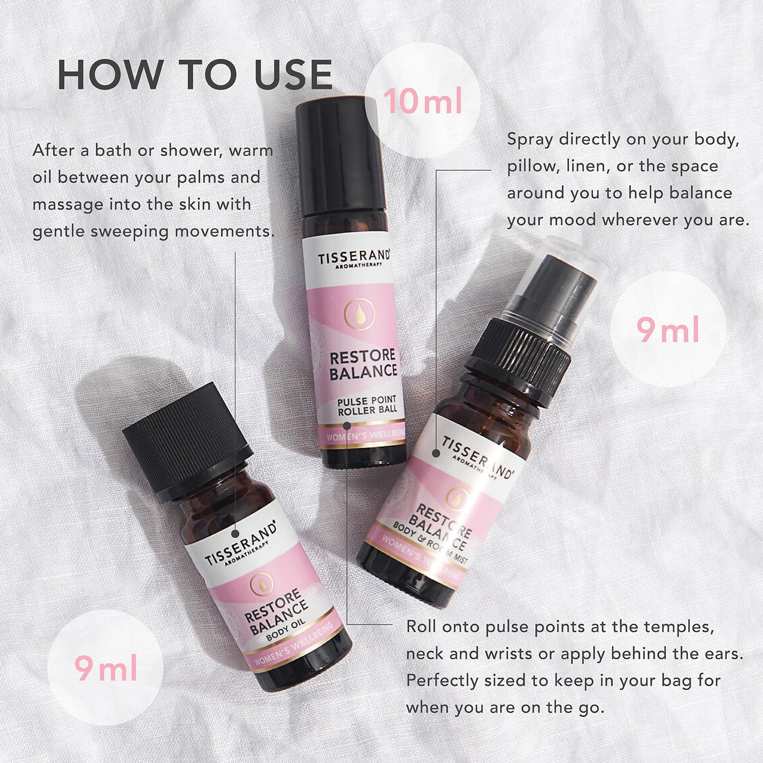 Thumbnail 5 de Tisserand Restore Balance Discovery Kit – Roller Ball, Body Oil & Mist