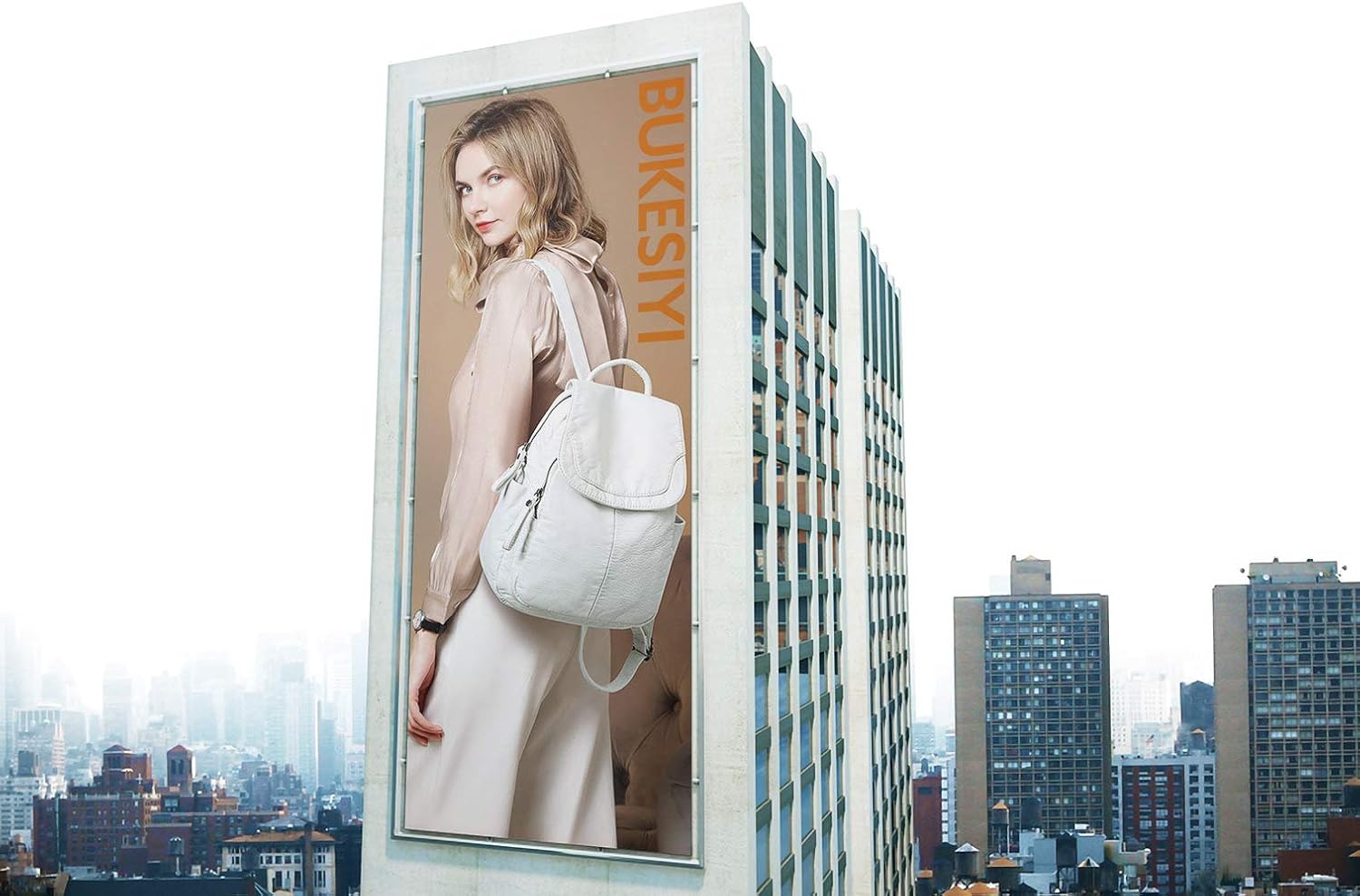 Thumbnail 6 de BUKESIYI Donna Borsa Zaino Elegante Zainetto in PU Pelle Bianco Perla IT78179