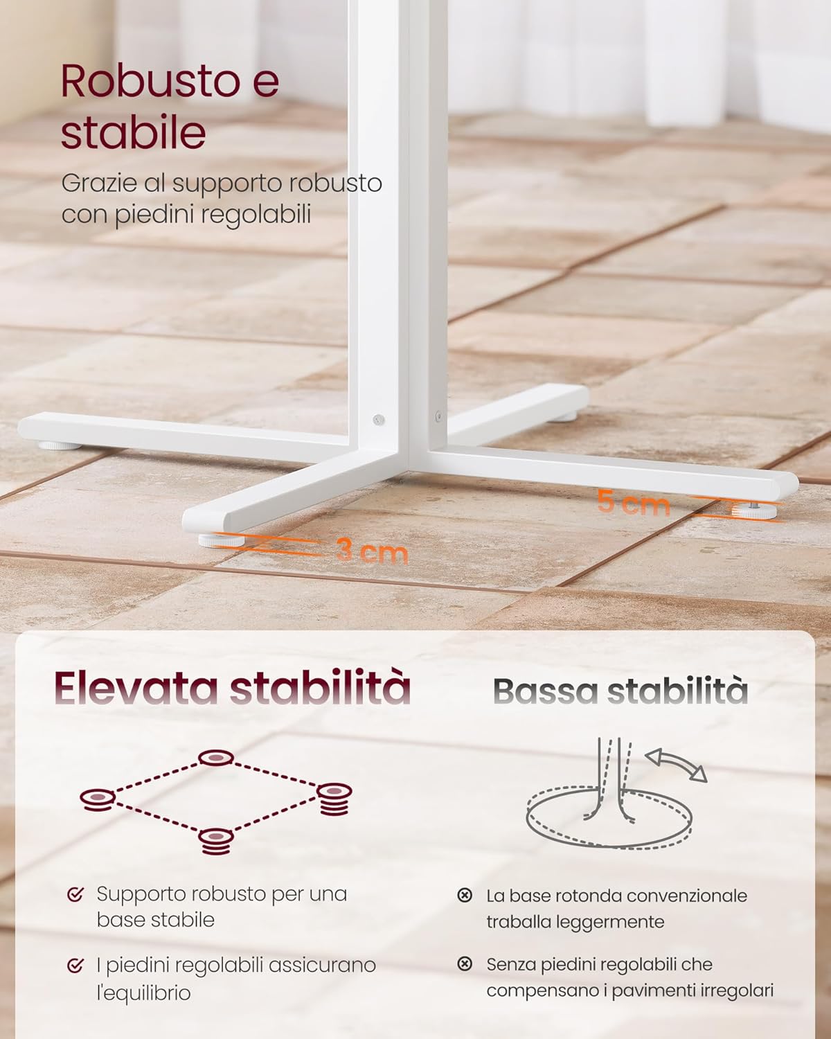 Thumbnail 6 de VasAGLE Tavolo da pranzo rotondo rustico moderno KDT082W01, diametro 80 cm, bianco neve