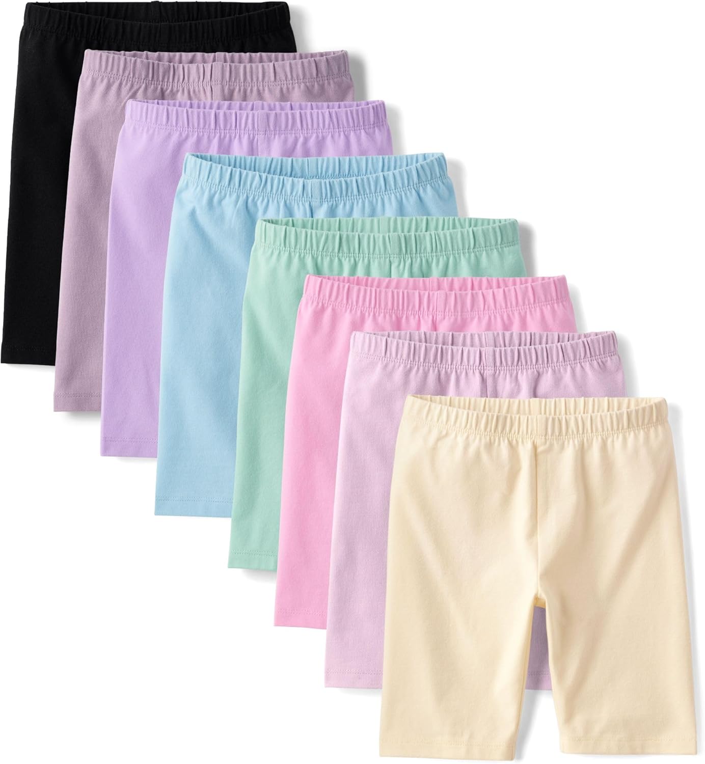 Detalle de The Children's Place Girls' Solid Bike Shorts — 8-Pack (Slim Fit, Mid Rise, Above-Knee)