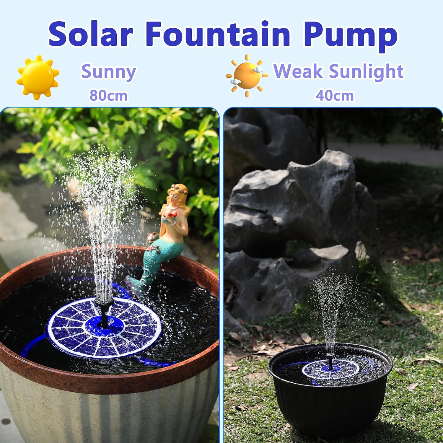 Thumbnail 6 de AISITIN Solar Fountain with Various Spray Effects (3.5W, Glass Panel) for Garden, Pool, Pond