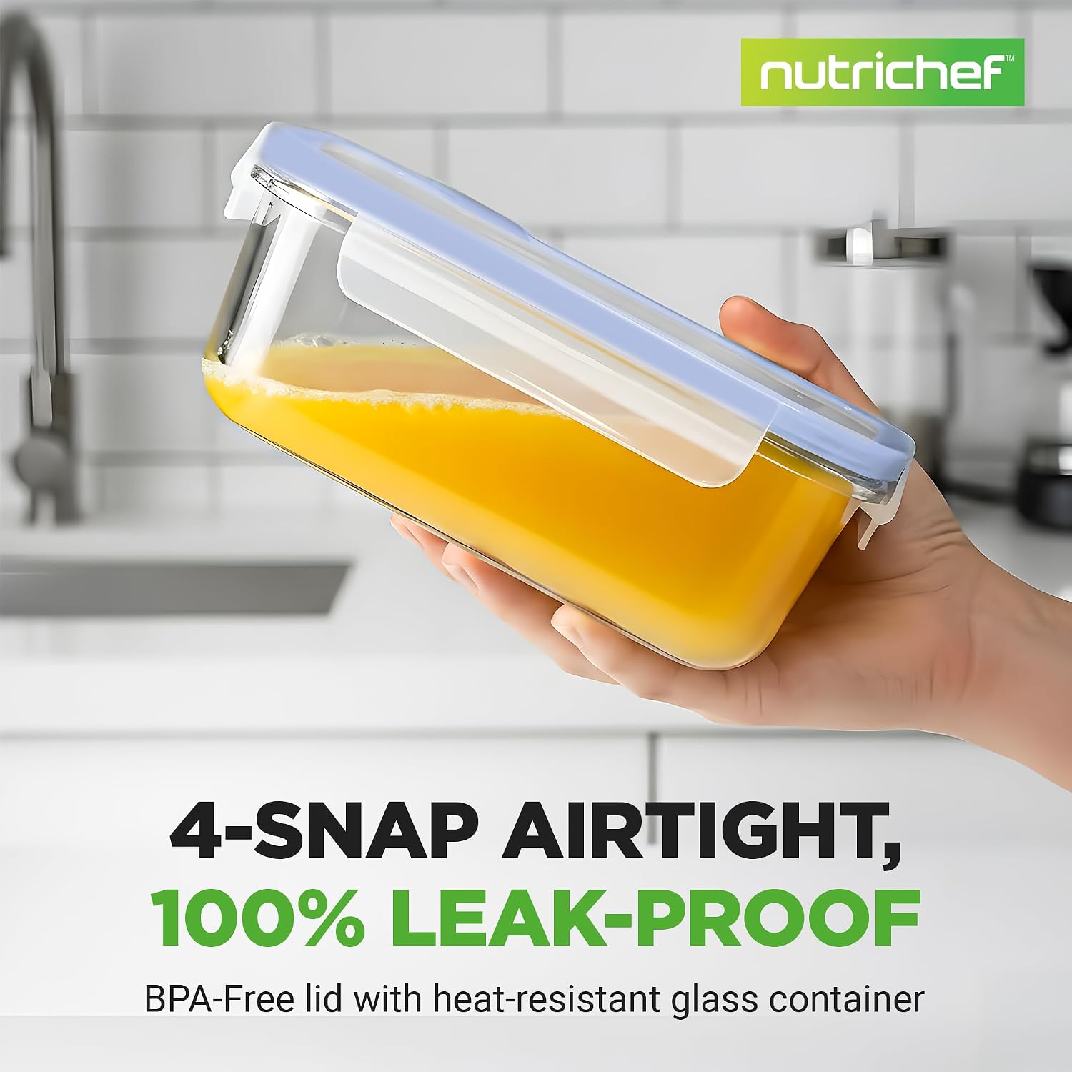 Thumbnail 2 de Nutrichef 1L Borosilicate Glass Food Containers with Lids (5 Pack) – Leakproof, Freezer to Oven Safe