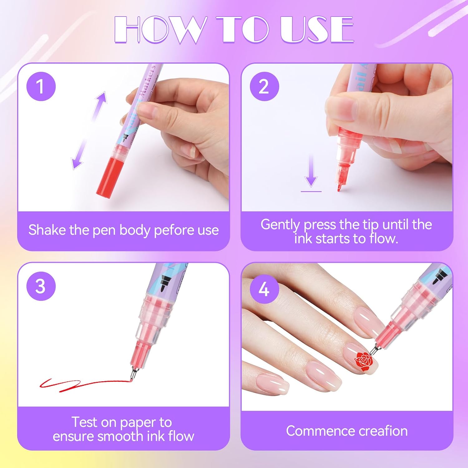 Detalle de 15 Farben 3D Nagellack Stift-Set (1 Set mit 15 Stück) für DIY Nagelkunst, Liner & Punktierung