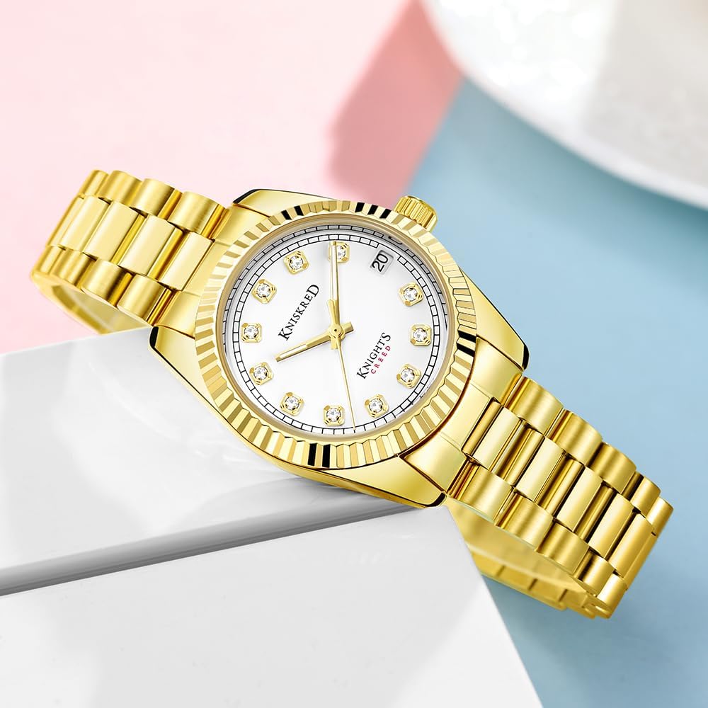 Detalle de Montre classique femme KNISKRED avec cristal et acier inoxydable — résistante à l’eau