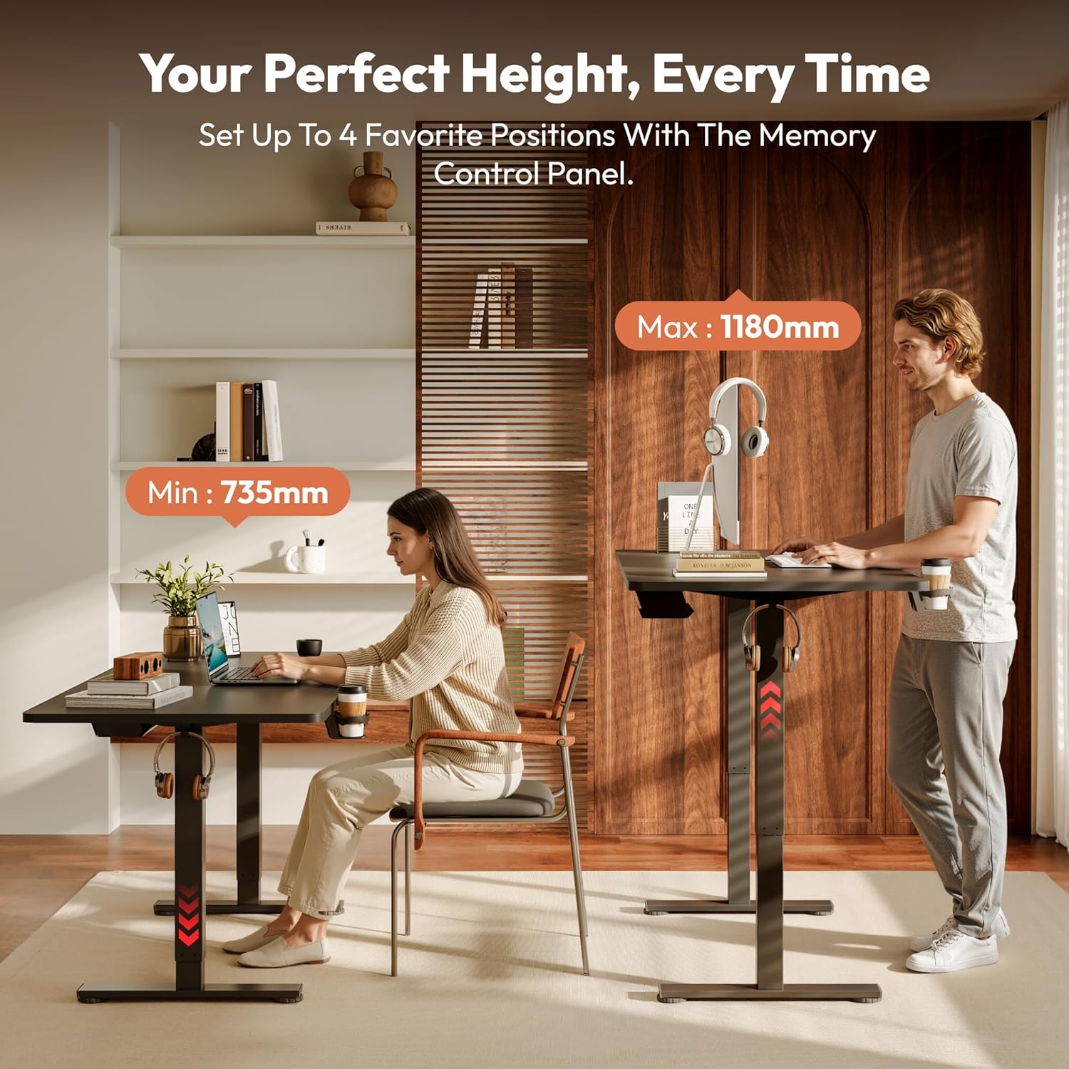 Thumbnail 3 de SANODESK Höhenverstellbarer Schreibtisch 200 x 80 cm – elektrisch, leise, ergonomisch
