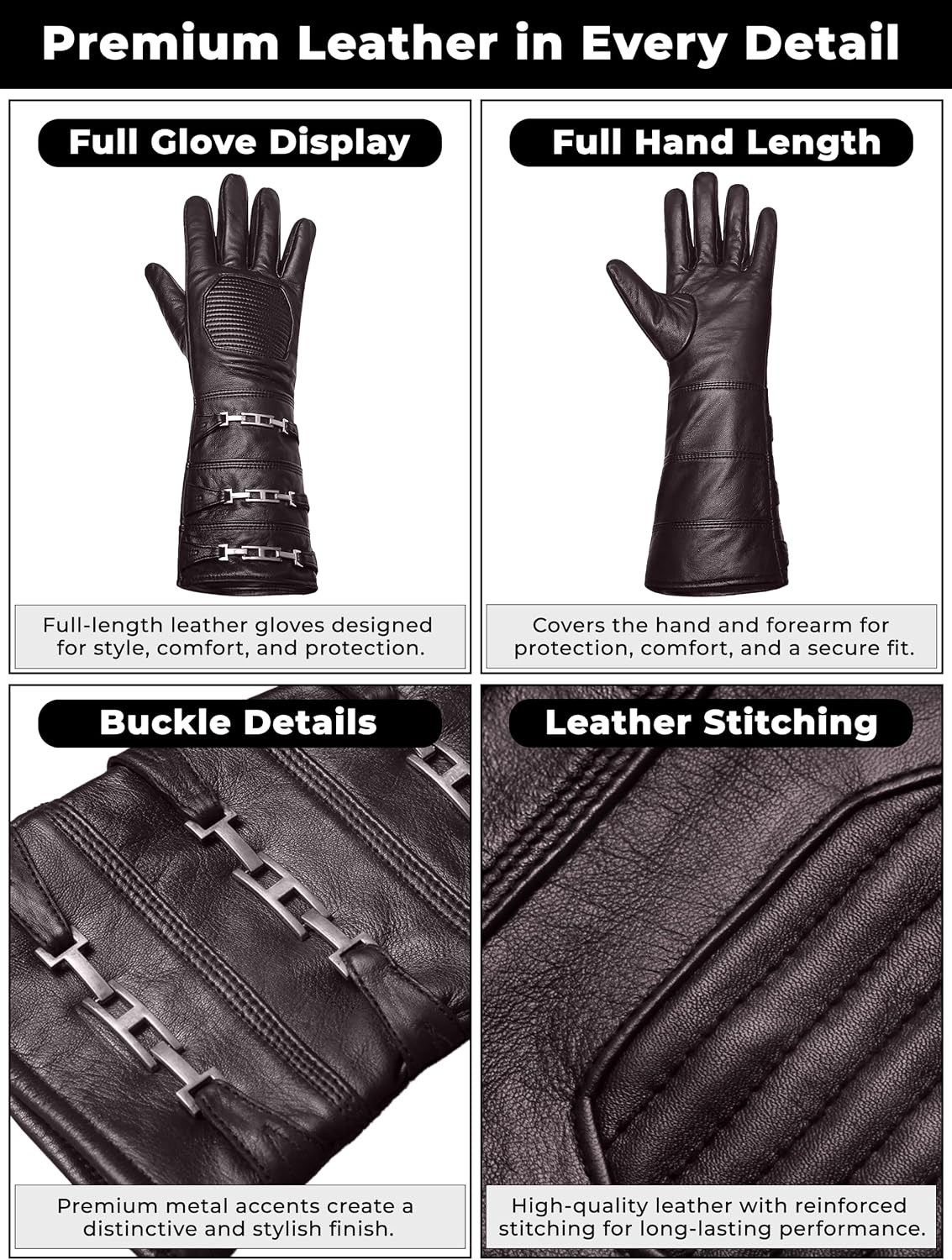 Detalle de Urban Buck Gauntlet Costume Gloves, Sheepskin Leather