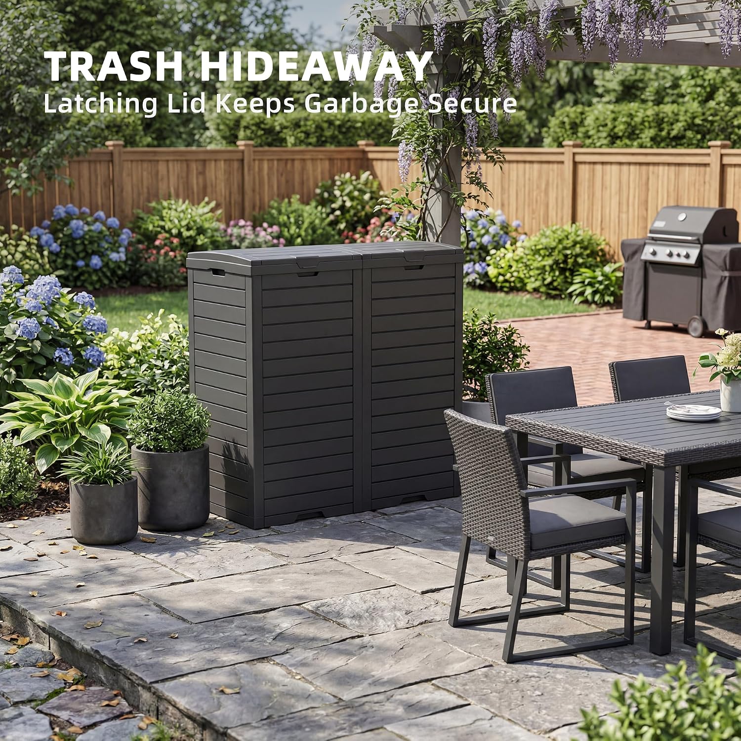 Thumbnail 2 de EFU 80-Gallon Double-Bin Outdoor Trash Can with Lid & Drip Tray