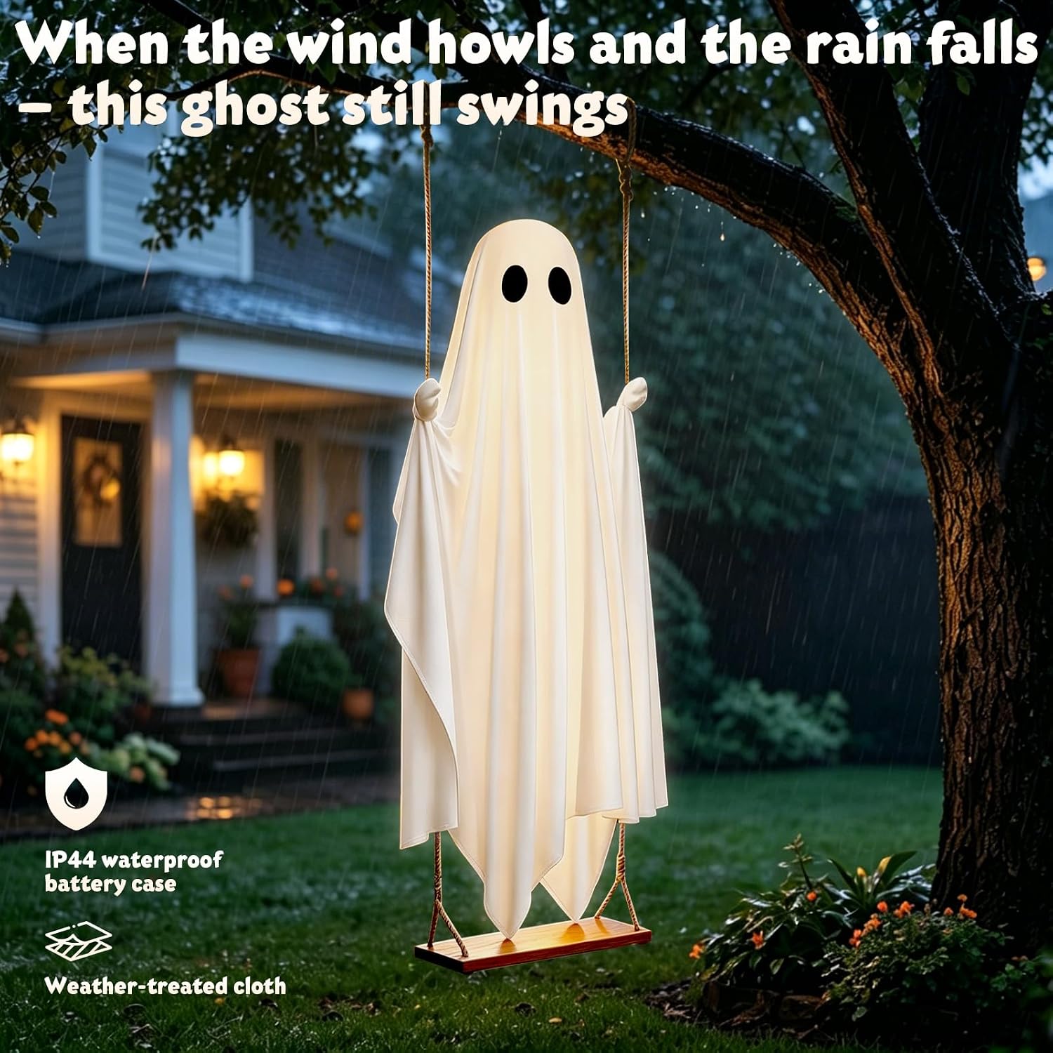 Detalle 2 de OOBILA Oobila-hw-2pk 5 FT Swinging Ghost Halloween Decor with Lights