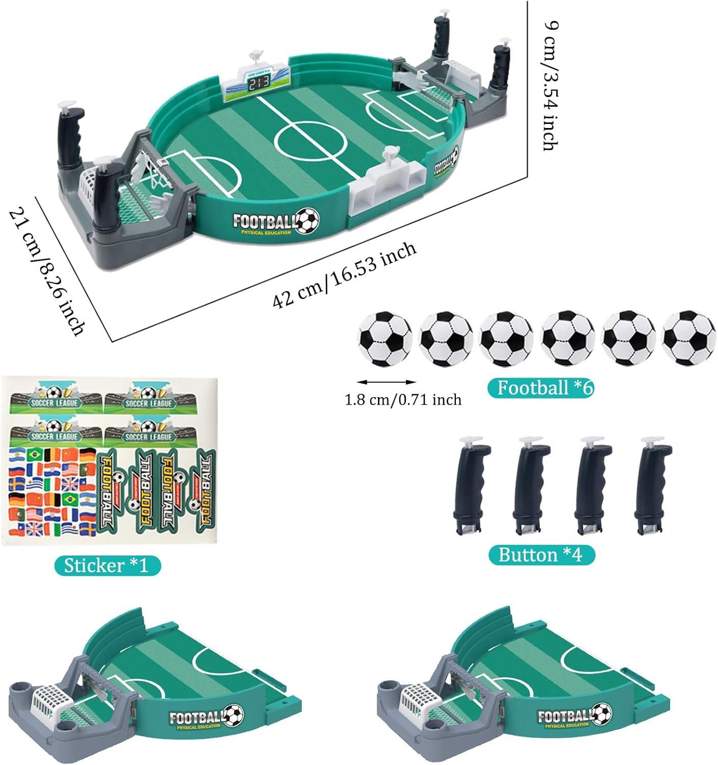 Thumbnail 1 de EACHHAHA Baby Foot mini pour enfant (jeu à 2 joueurs) avec 6 balles – 9 x 42 x 21 cm