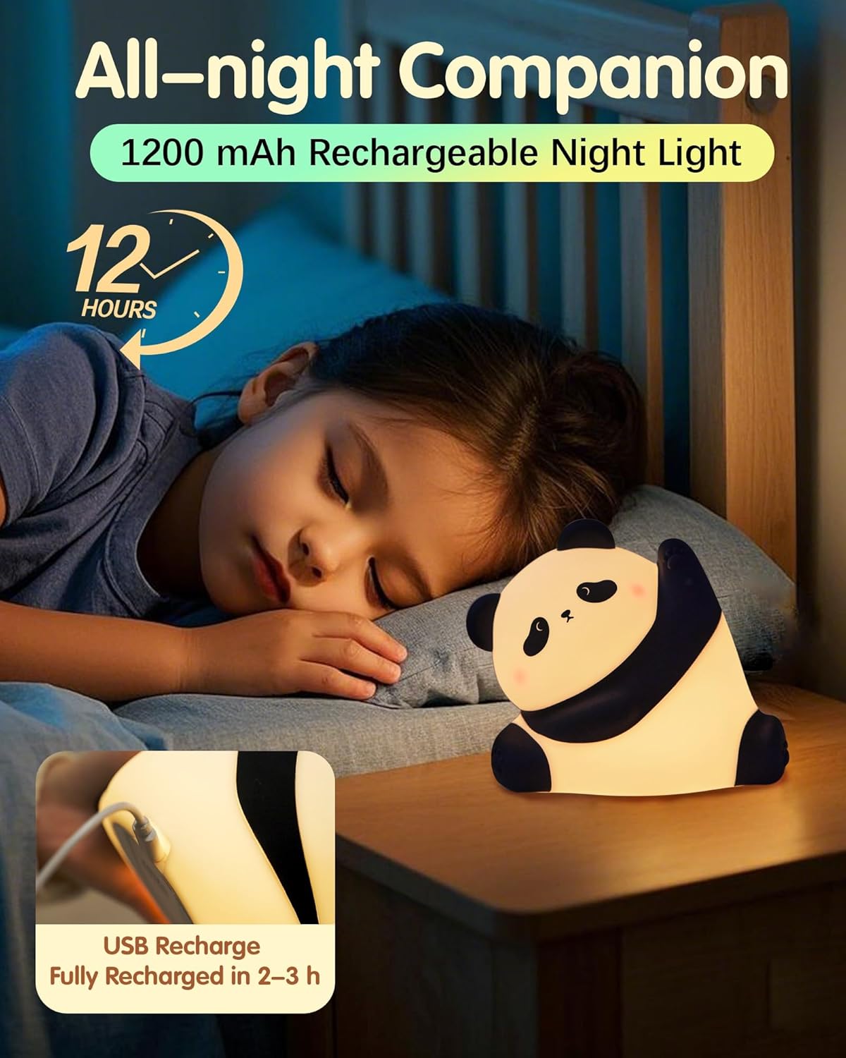 Thumbnail 3 de Panda Night Light 1200mAh rechargeable soft lamp
