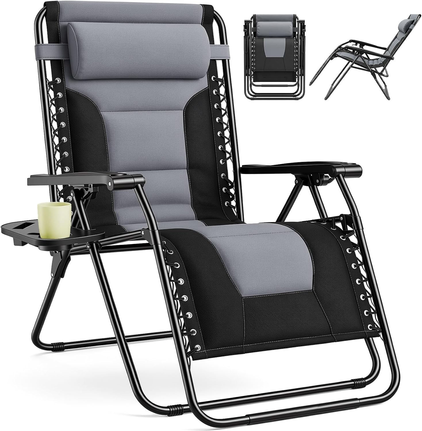 Detalle de Sweetcrispy Zero-Gravity Lounge Chair, 330-lb Capacity