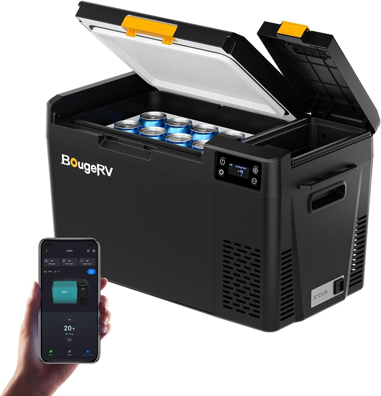 Detalle de BougeRV CRX3 Kompressor Kühlbox 22L – Akku-Kühlbox mit App-Steuerung für Auto, Camping und Outdoor