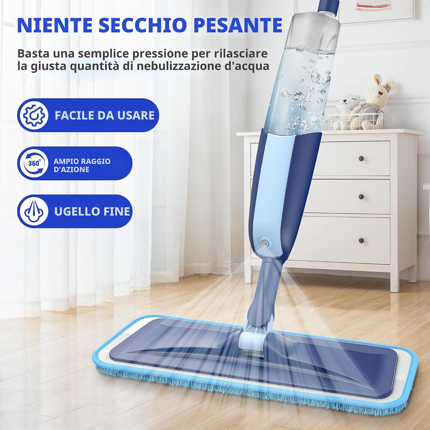 Detalle de Scopa Lavapavimenti a Spruzzo MANGOTIME: pulizia rapida e versatile per tutti i pavimenti
