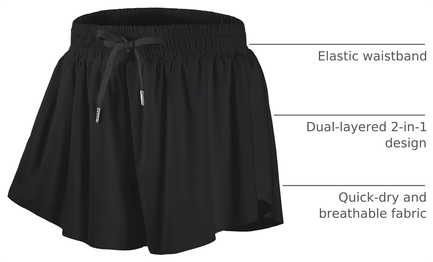 Detalle de DIPUG Girls' 2-in-1 Athletic Shorts