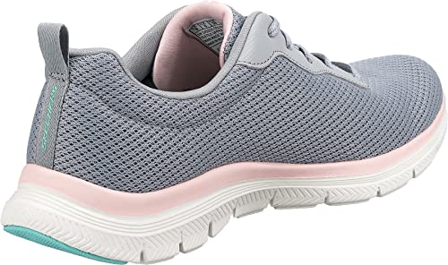 Detalle 2 de Skechers Flex Appeal 4.0 Brilliant View para mujer — 39 EU, malla gris y ribete rosa
