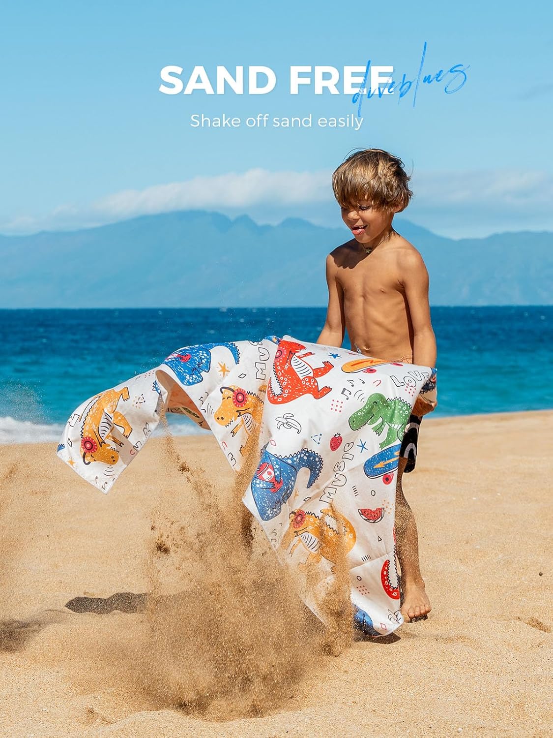 Detalle 2 de Diveblues Kids Microfibre Beach Towel (152x76cm) – quick-dry, sand-free, compact