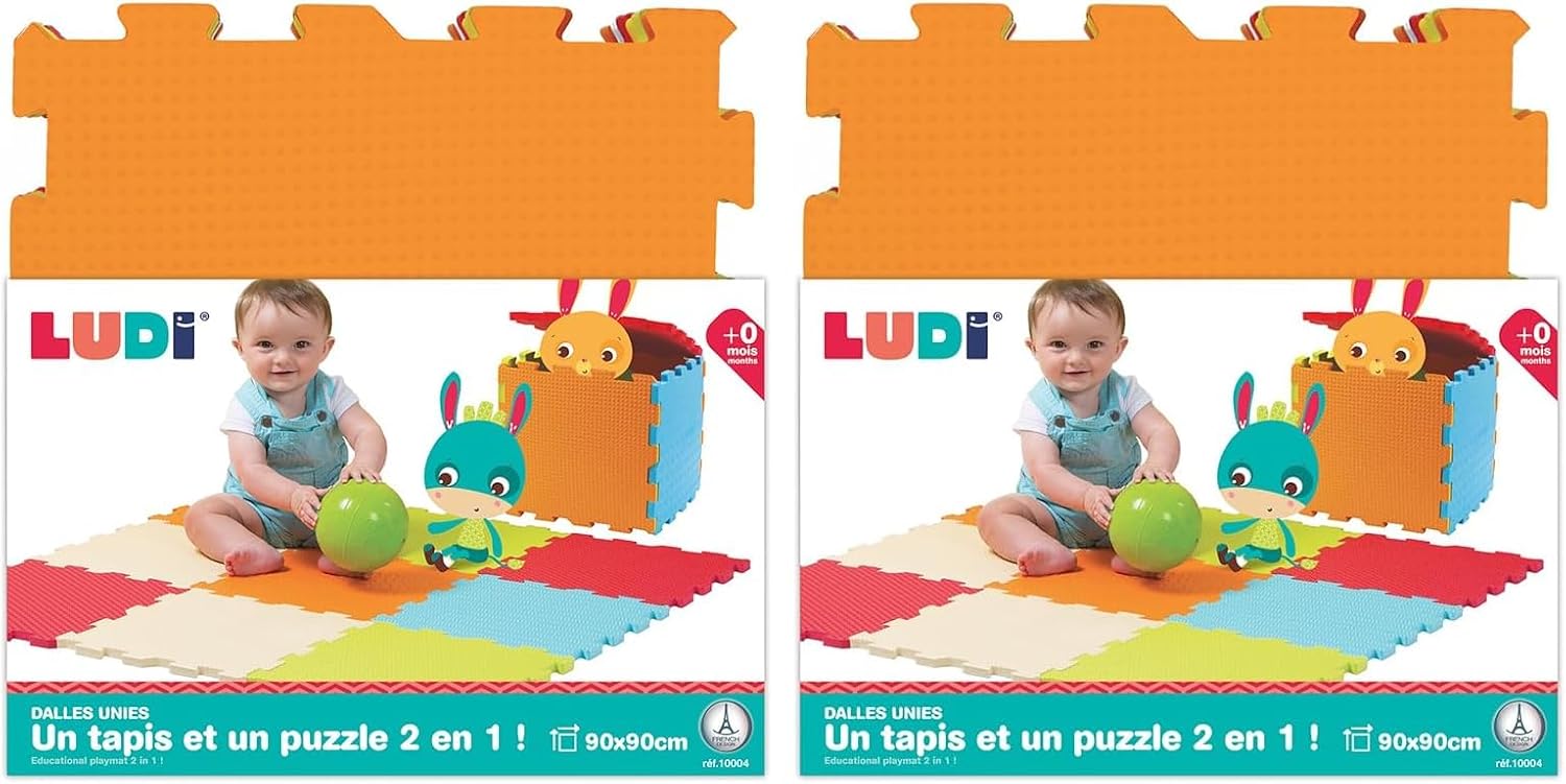 Thumbnail 4 de Ludi 10004 Tapis de Sol Épais pour l’Éveil de Bébé – Puzzle Géant, Couleur Unie
