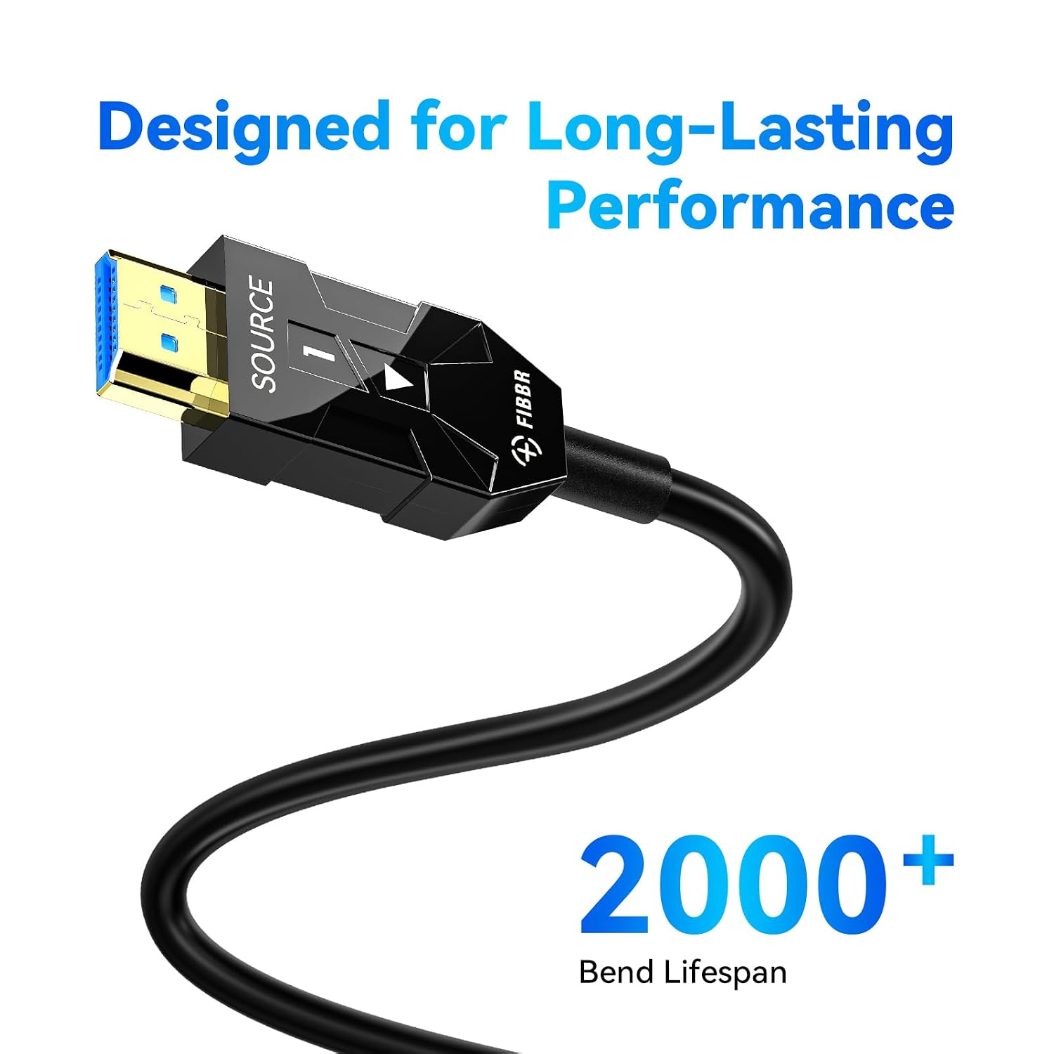 Detalle 2 de FIBBR 8K HDMI Glasfaserkabel 7,5 m – Hochgeschwindigkeits-Verbindung für PS5, Xbox Series X und PC