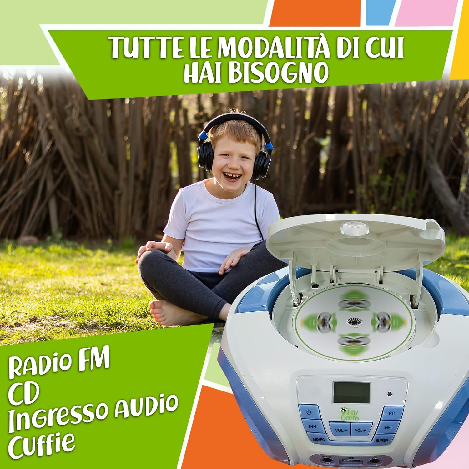 Thumbnail 2 de TinyGeeks Tunes Lettore CD bambini con Radio FM