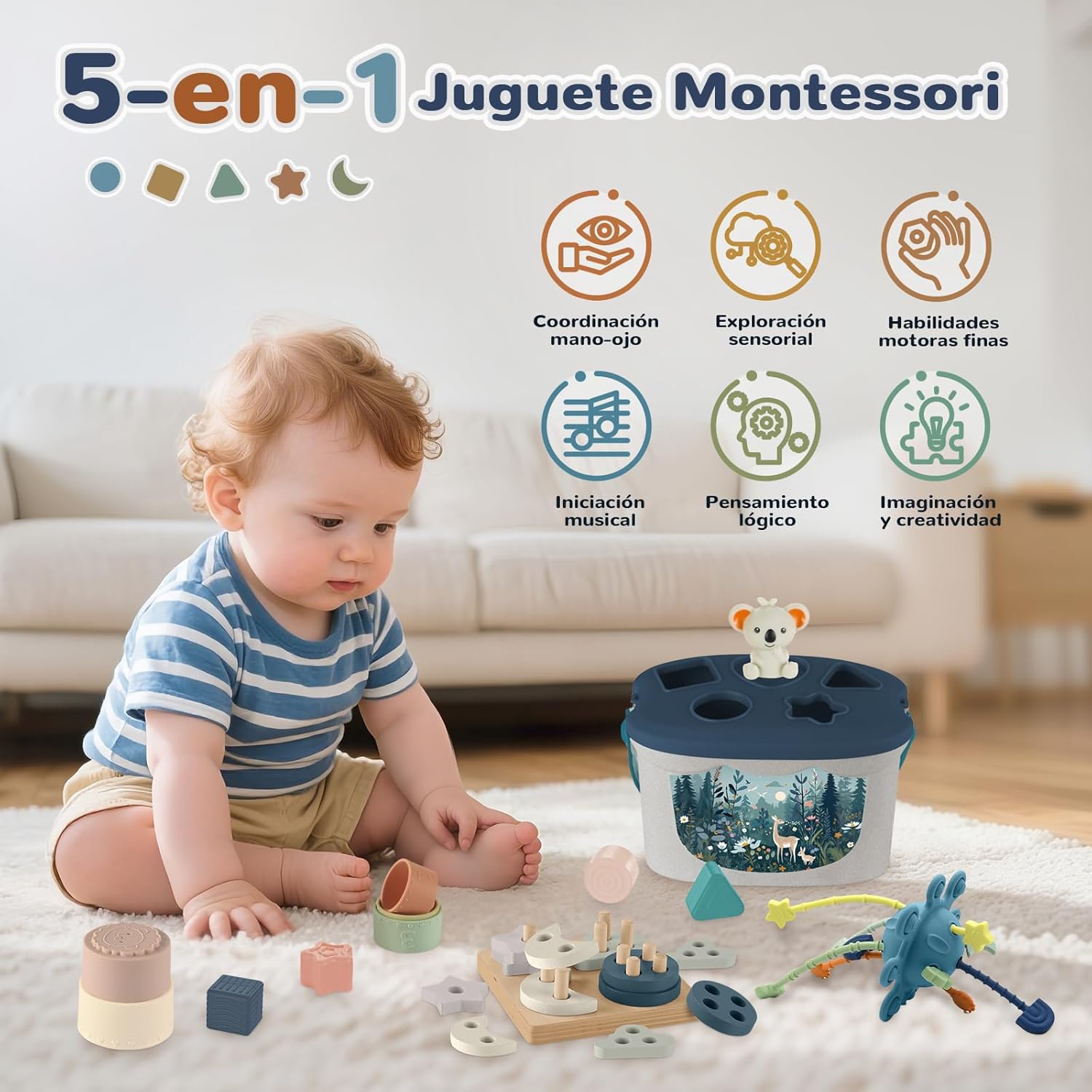Thumbnail 1 de Juguetes Montessori 5 en 1 para bebés 6-12 meses