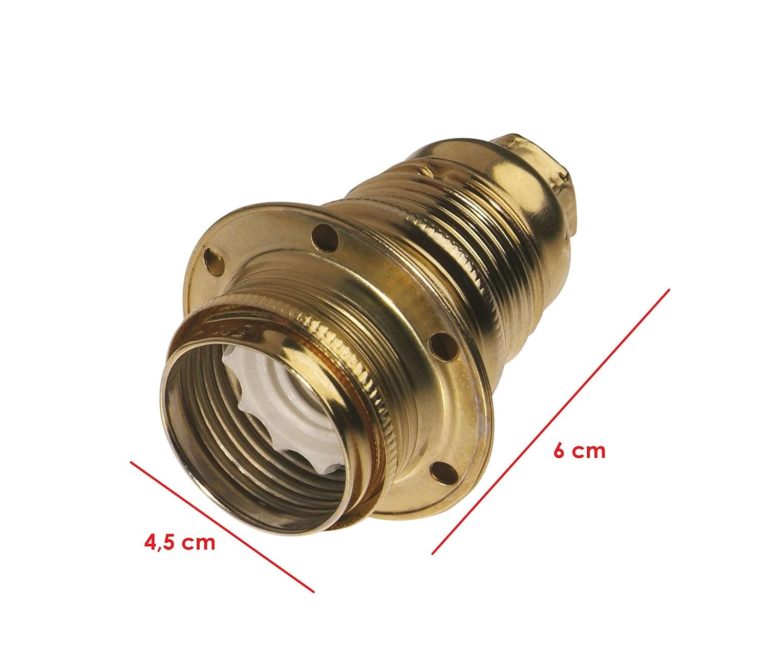Detalle 2 de Poly Pool PP3461X E14 Brass Lamp Holder with Threaded Body and Ring Nut