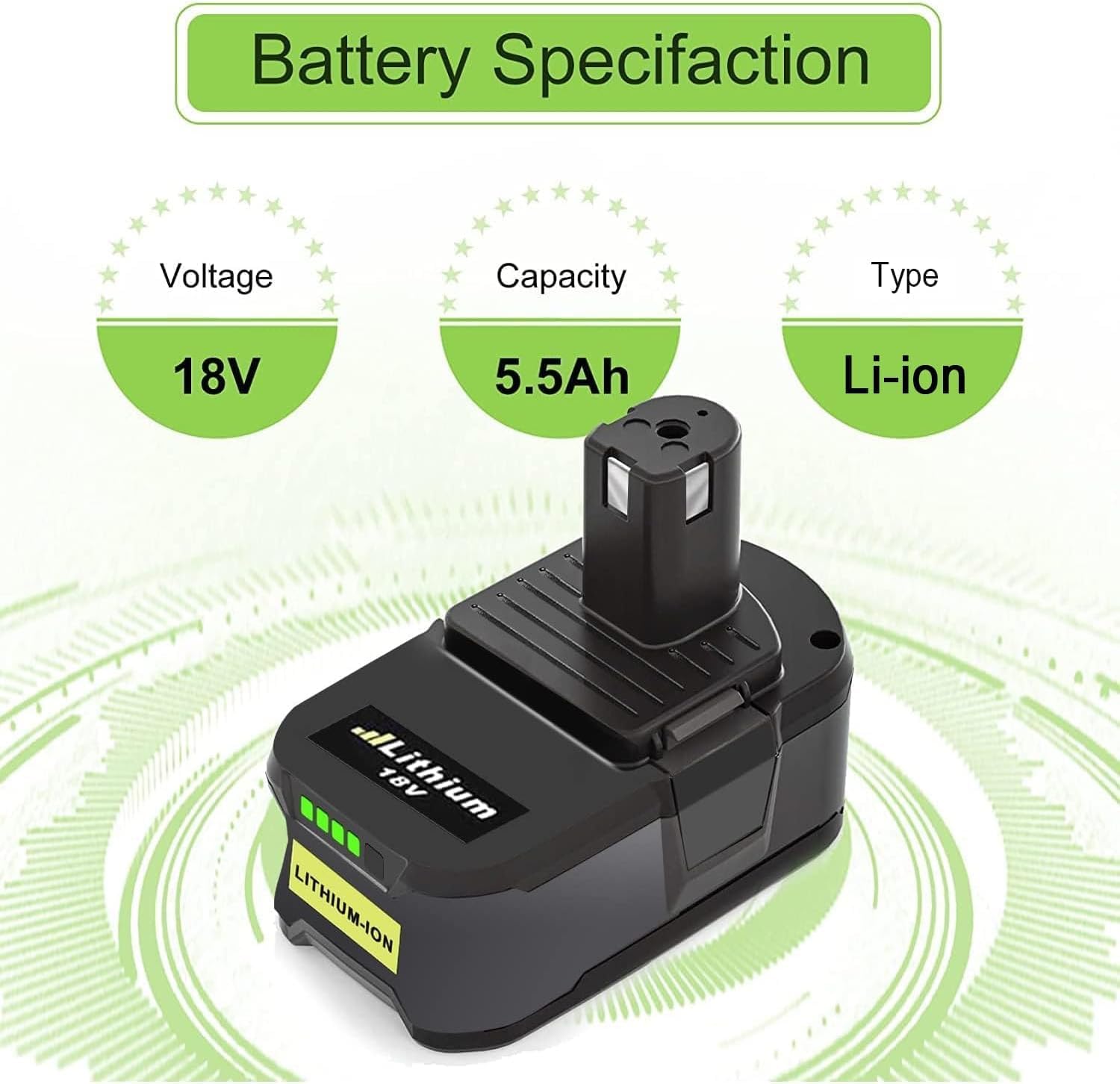 Thumbnail 1 de 2X 18V Replacement Battery for Ryobi 18V ONE+ (5500mAh) – P102/P103/P104/P105/P106/P107/P108/P109 Compatible