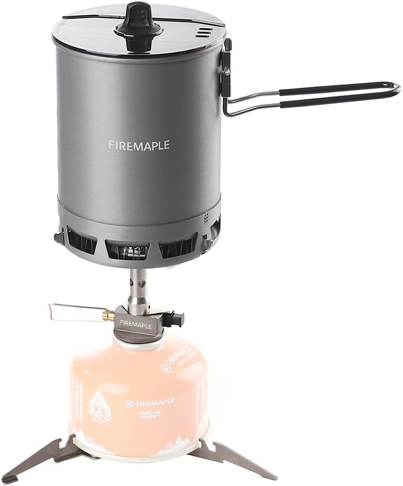 Detalle de Fire-Maple Petrel ultralight camping cookware set (0.6L pot, lid, stove & titanium stand)