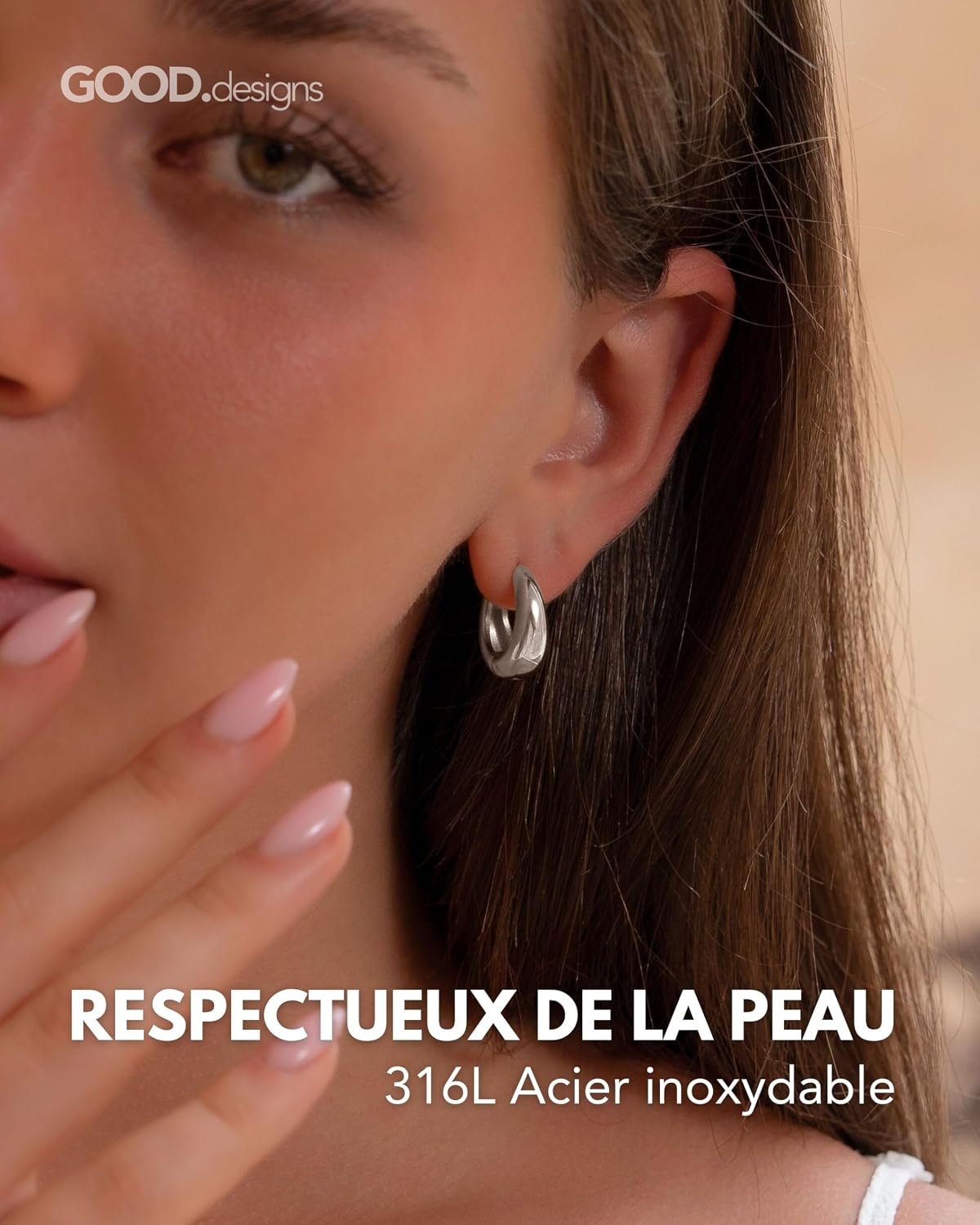 Detalle 2 de Créoles 18 mm élégantes en acier inoxydable 💍